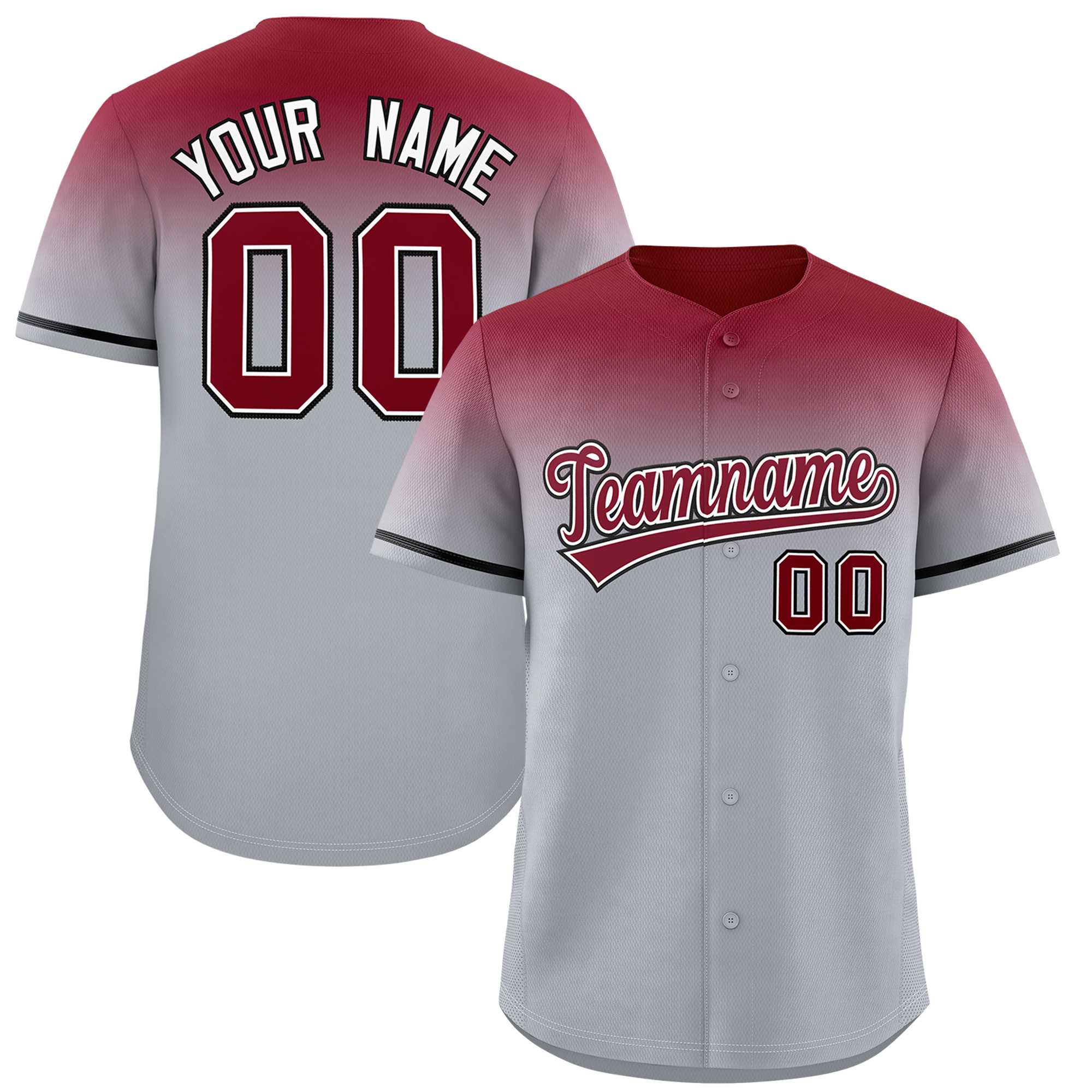 Custom Gray Crimson Gradient Fashion Design Authentic Baseball Jersey | KXKSHOP