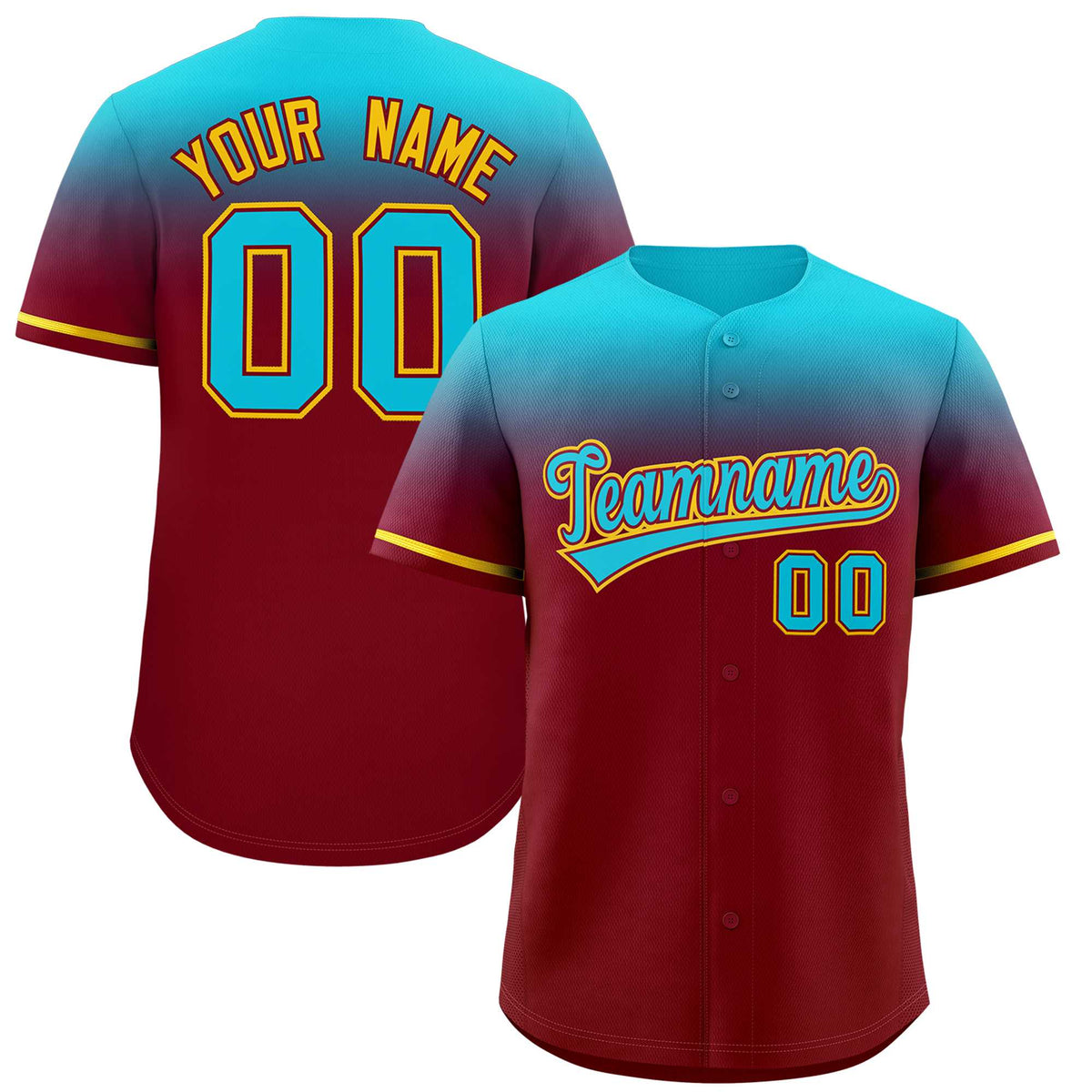Custom Crimson Sky Blue Gradient Fashion Design Authentic Baseball Jersey | KXKSHOP