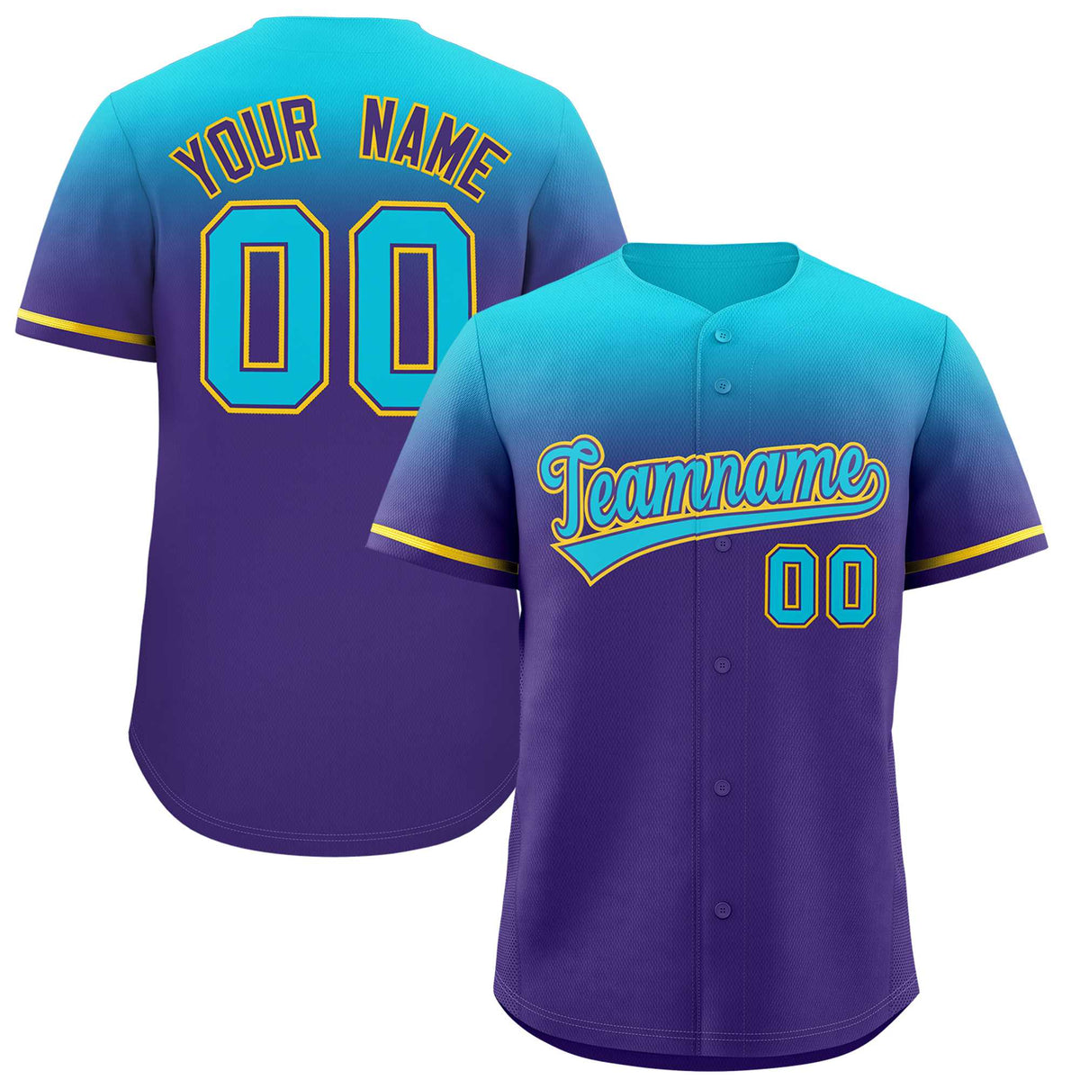 Custom Purple Sky Blue Gradient Fashion Design Authentic Baseball Jersey | KXKSHOP