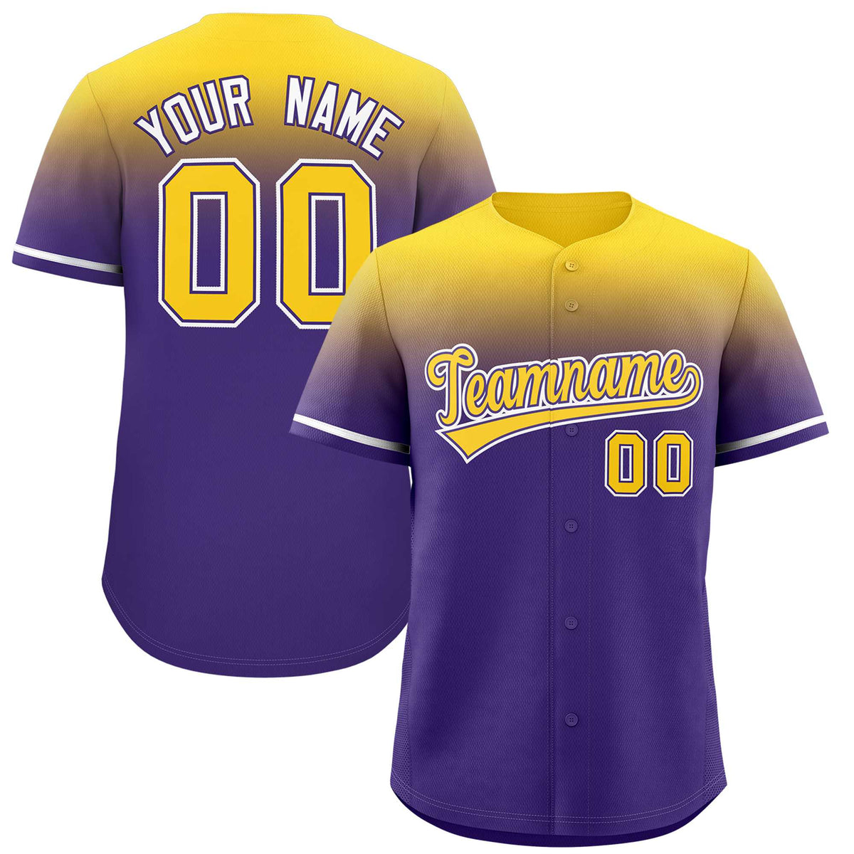 Custom Purple Gold Gradient Fashion Design Authentic Baseball Jersey | KXKSHOP
