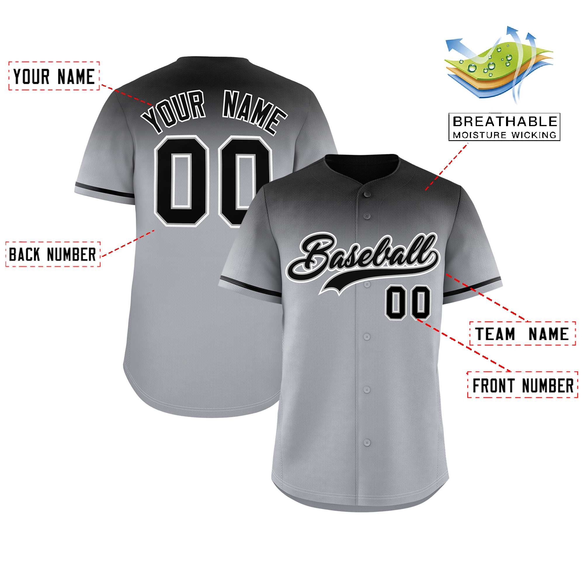 Custom Gray Black Gradient Fashion Design Authentic Baseball Jersey | KXKSHOP