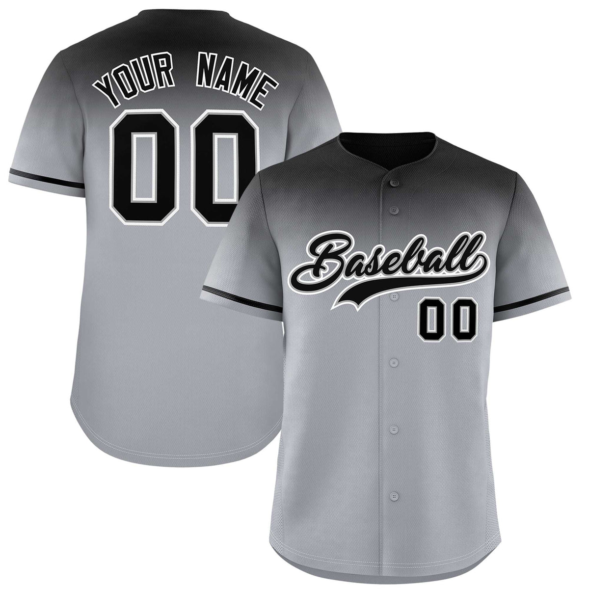 Custom Gray Black Gradient Fashion Design Authentic Baseball Jersey | KXKSHOP