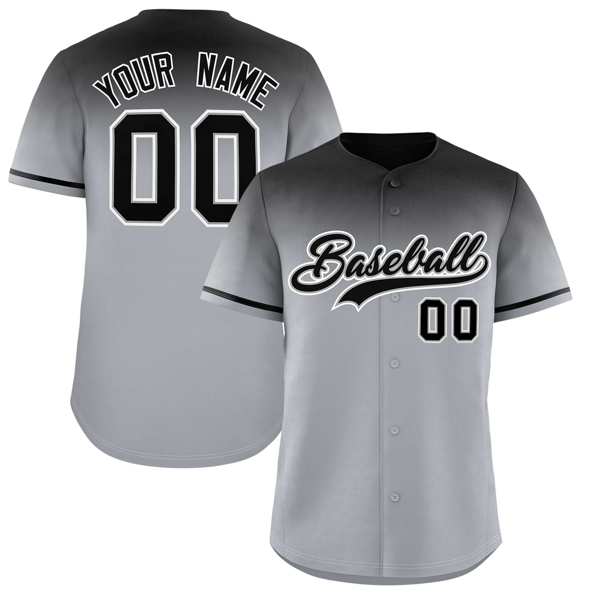 Custom Gray Black Gradient Fashion Design Authentic Baseball Jersey | KXKSHOP