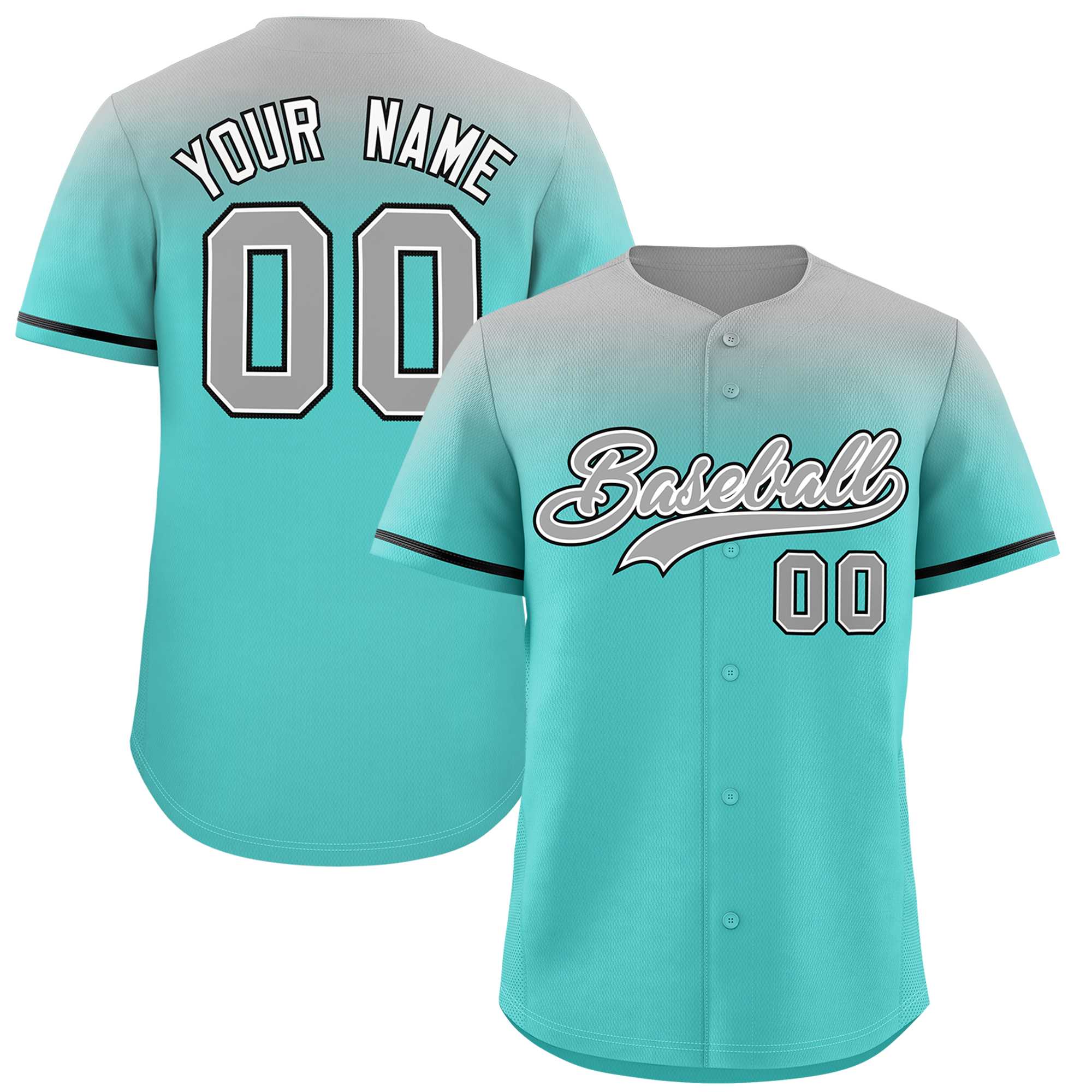 Custom Bright Green Gray Gradient Fashion Design Authentic Baseball Jersey | KXKSHOP