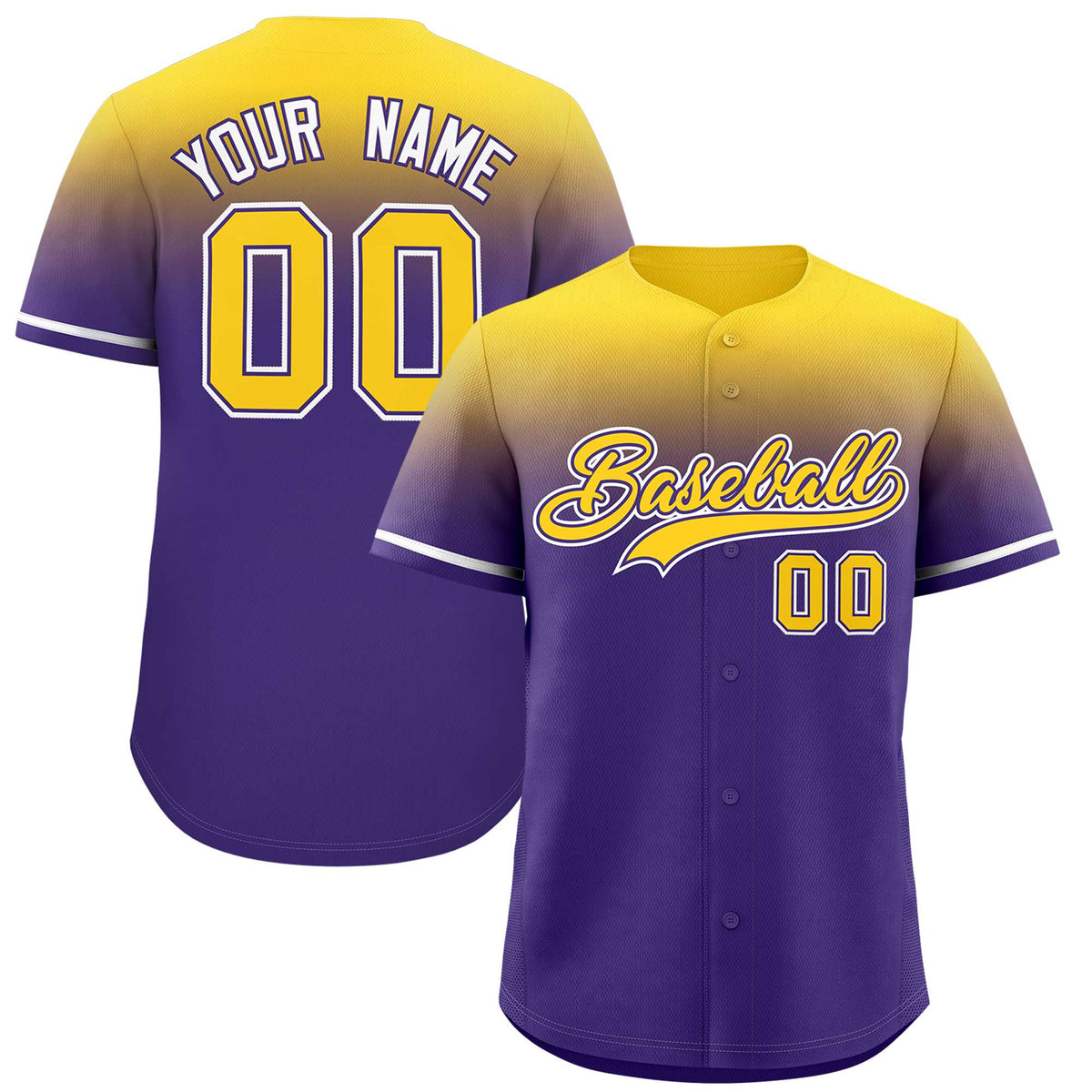 Custom Purple Gold Gradient Fashion Design Authentic Baseball Jersey | KXKSHOP