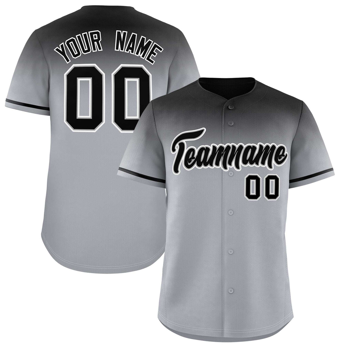 Custom Gray Black Gradient Fashion Design Authentic Baseball Jersey | KXKSHOP