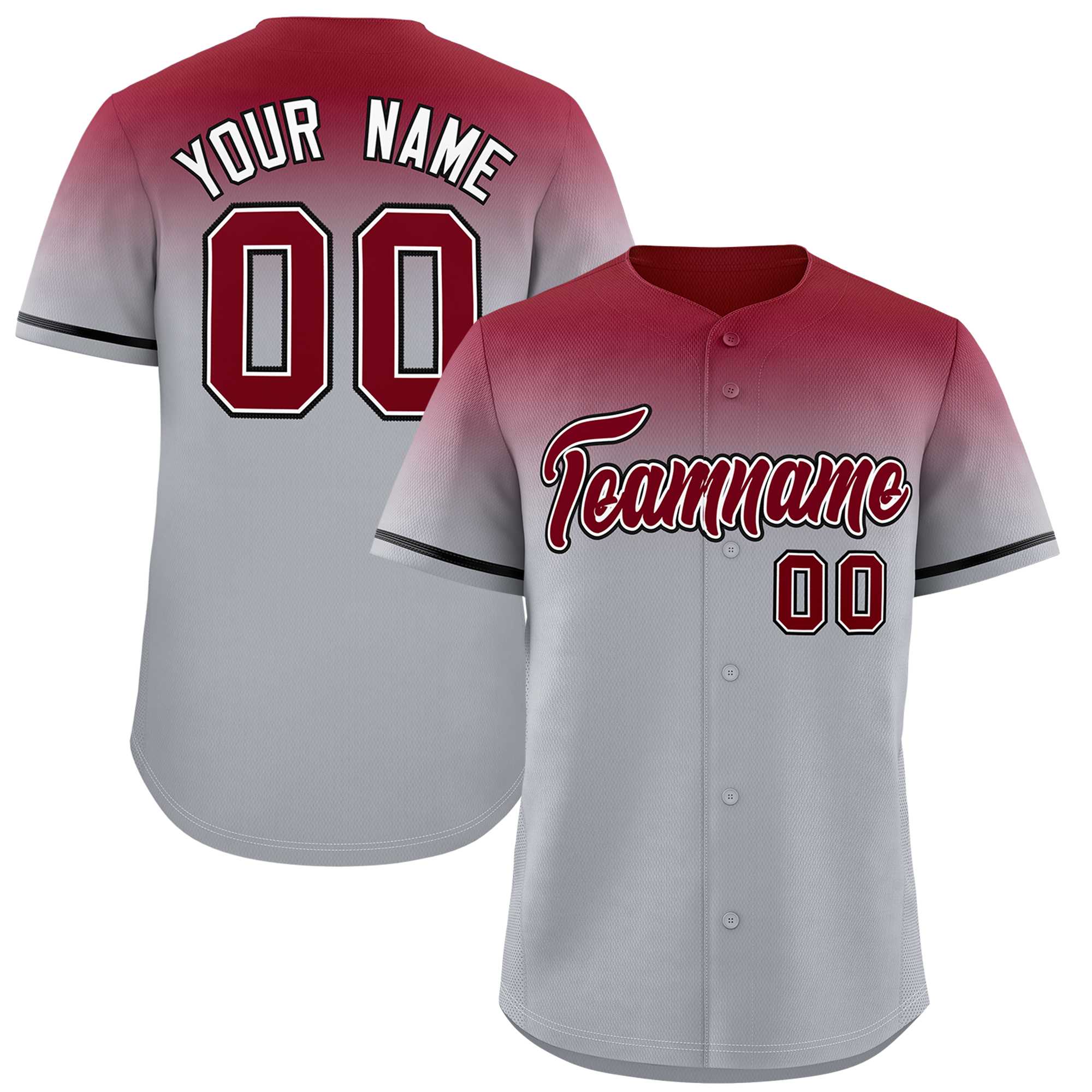 Custom Gray Crimson Gradient Fashion Design Authentic Baseball Jersey | KXKSHOP