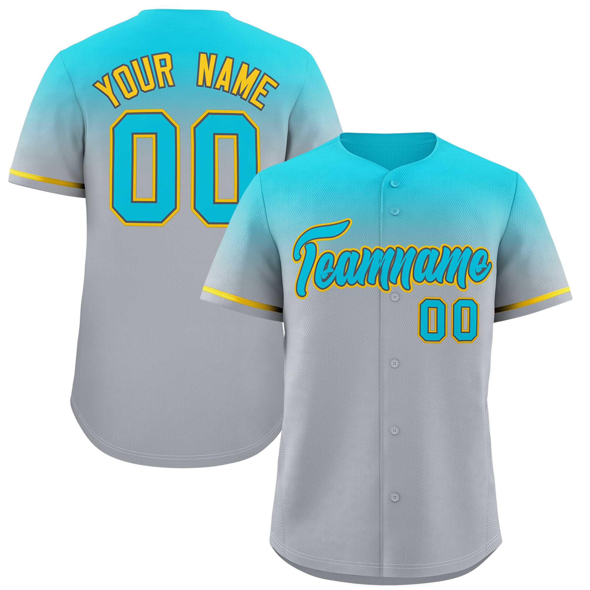Custom Gray Sky Blue Gradient Fashion Design Authentic Baseball Jersey | KXKSHOP