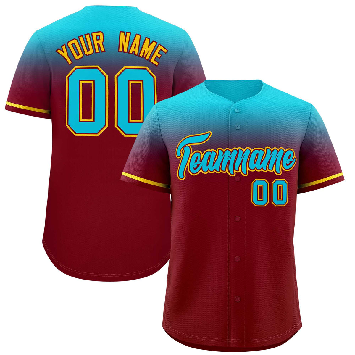 Custom Crimson Sky Blue Gradient Fashion Design Authentic Baseball Jersey | KXKSHOP