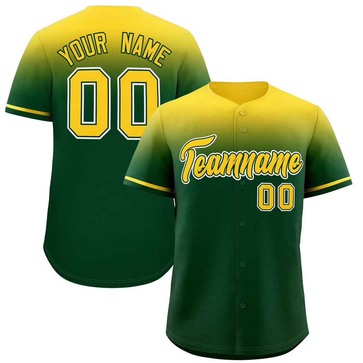 Custom Green Gold Gradient Fashion Design Authentic Baseball Jersey | KXKSHOP