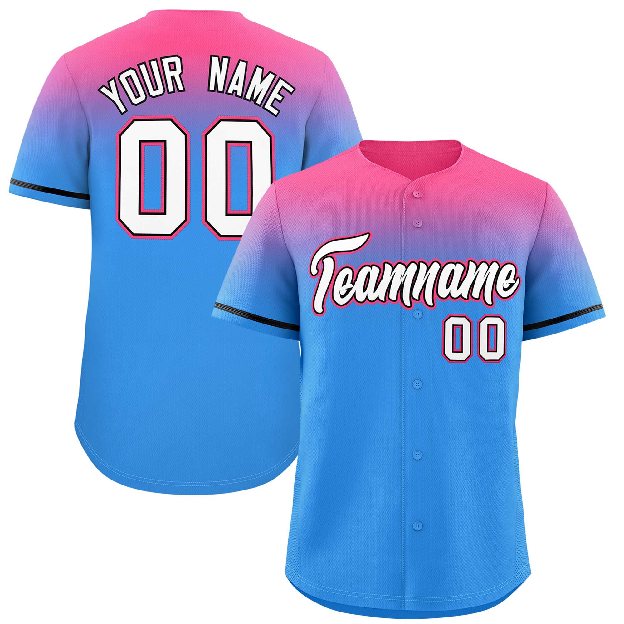 Custom Powder Blue Pink Gradient Fashion Design Authentic Baseball Jersey | KXKSHOP