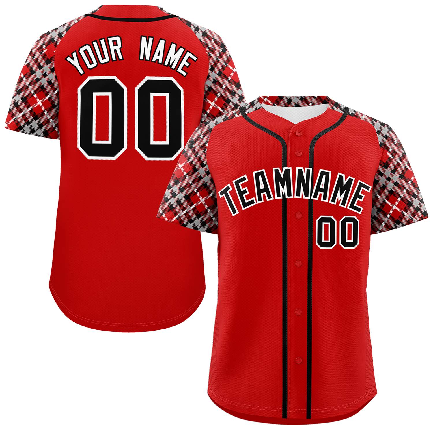 Custom Red Black-White Personalized Raglan Sleeves Authentic Baseball Jersey | KXKSHOP