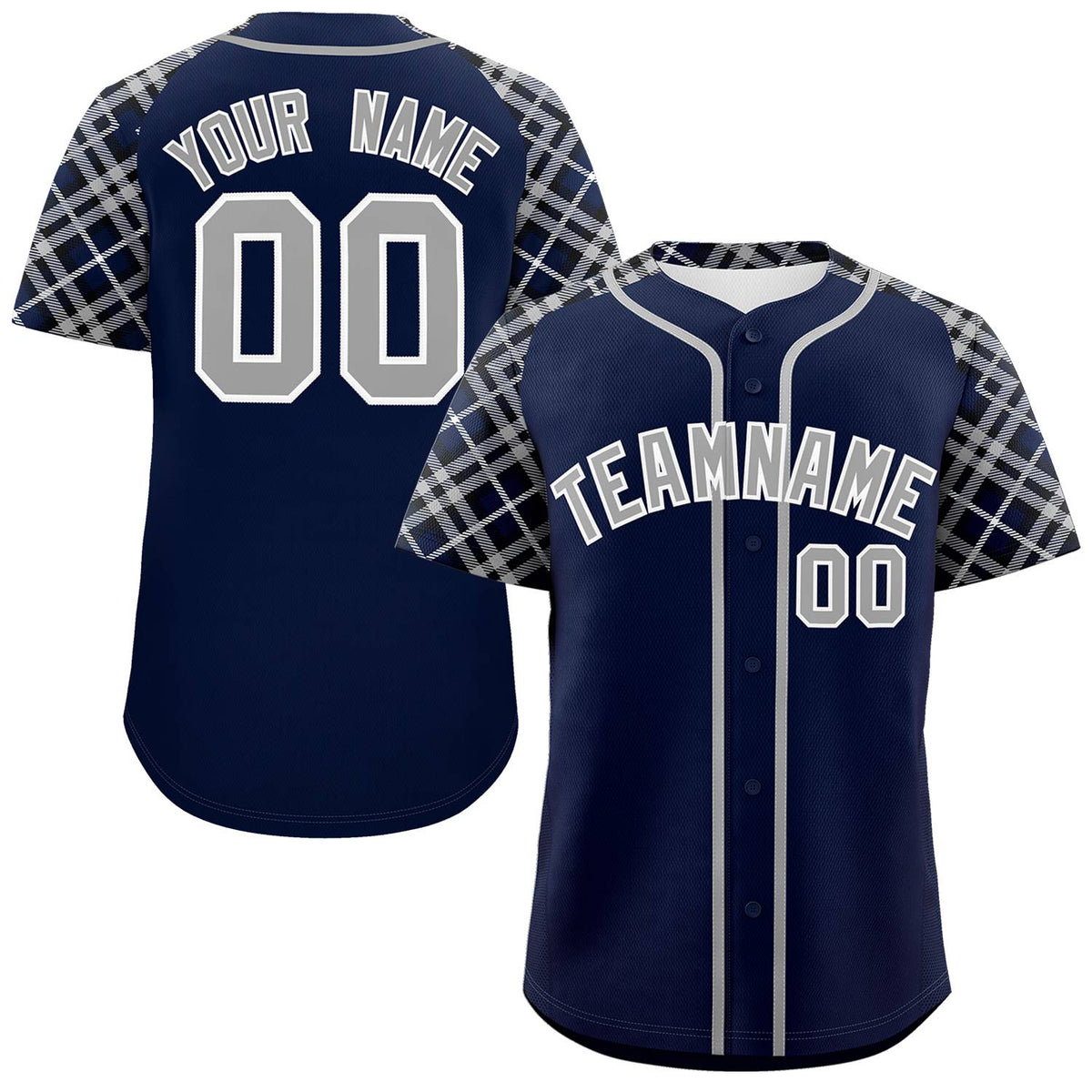 Custom Navy Gray-White Personalized Raglan Sleeves Authentic Baseball Jersey | KXKSHOP