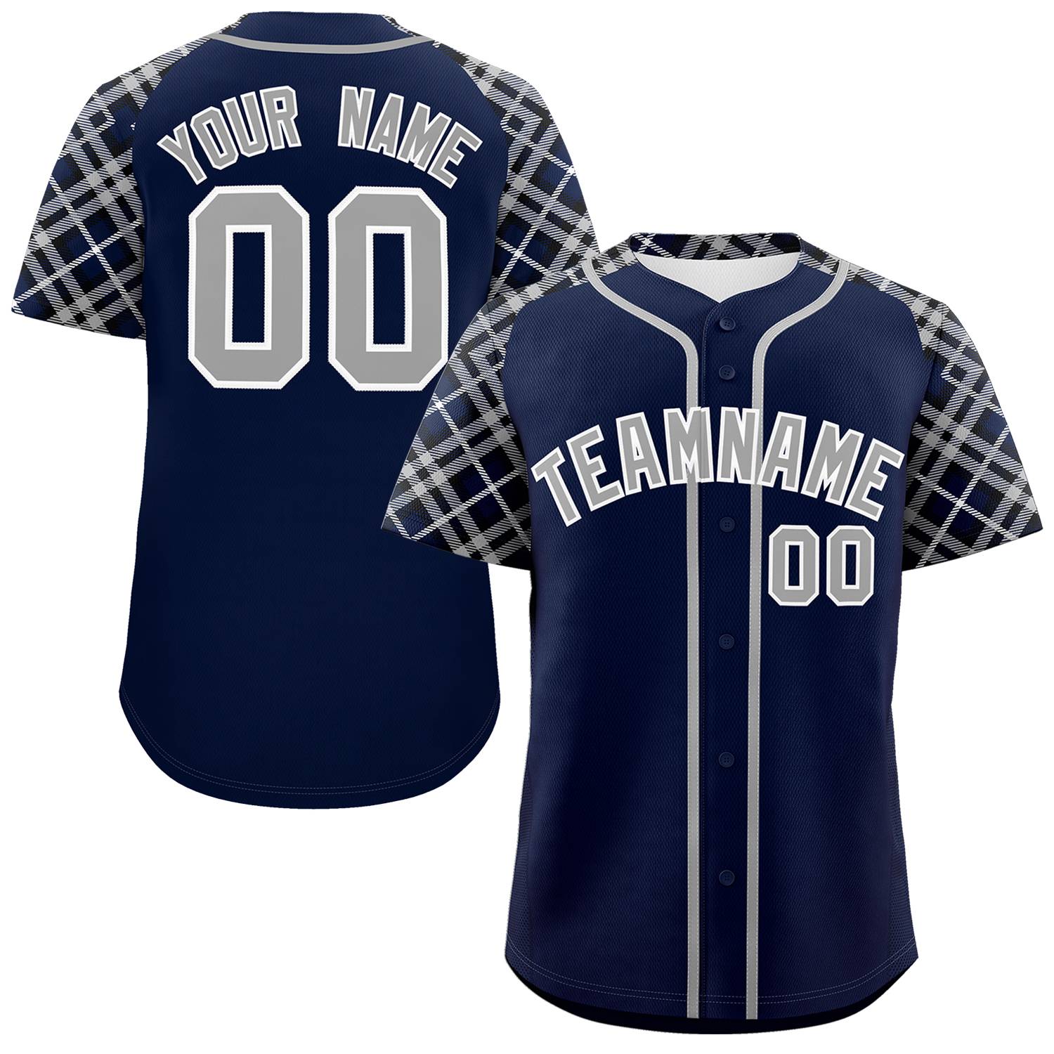 Custom Navy Gray-White Personalized Raglan Sleeves Authentic Baseball Jersey | KXKSHOP