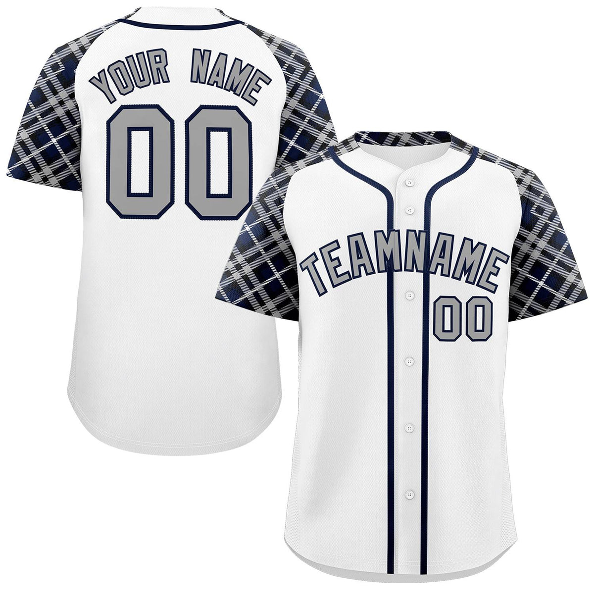 Custom White Gray-Navy Personalized Raglan Sleeves Authentic Baseball Jersey | KXKSHOP