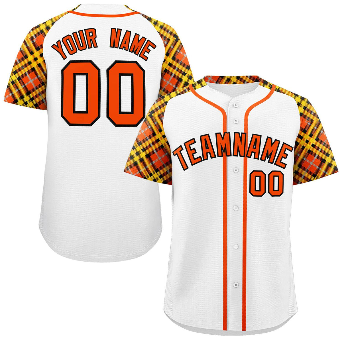Custom White Orange-Black Personalized Raglan Sleeves Authentic Baseball Jersey | KXKSHOP