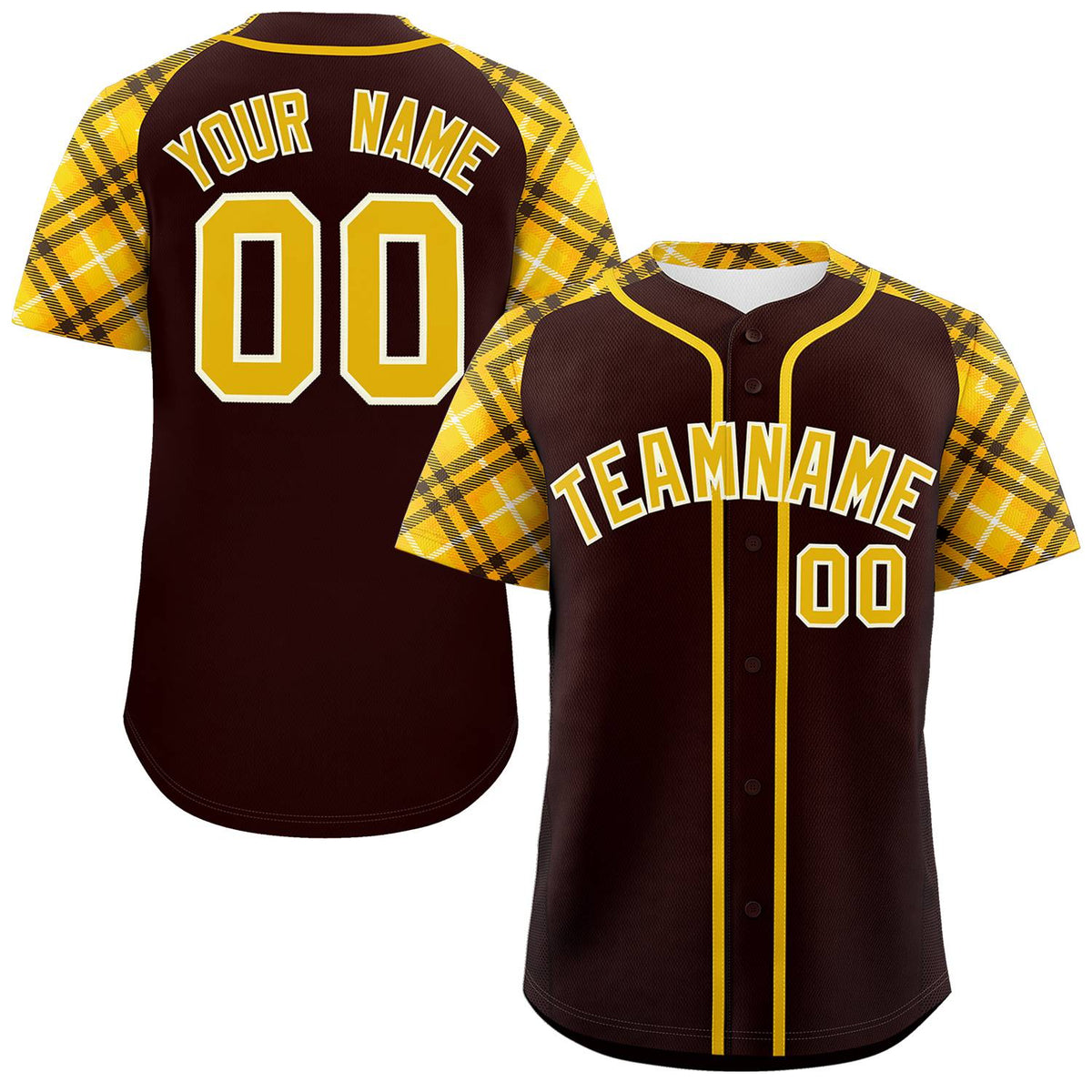 Custom Brown Gold-Cream Personalized Raglan Sleeves Authentic Baseball Jersey | KXKSHOP
