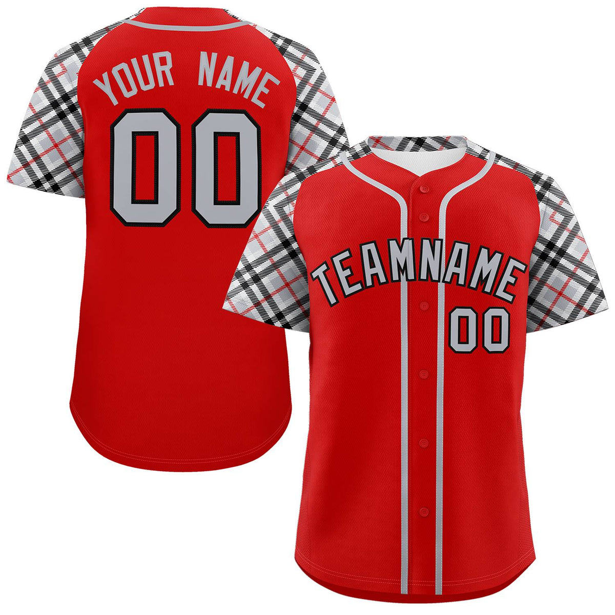 Custom Red Gray-Black Personalized Raglan Sleeves Authentic Baseball Jersey | KXKSHOP