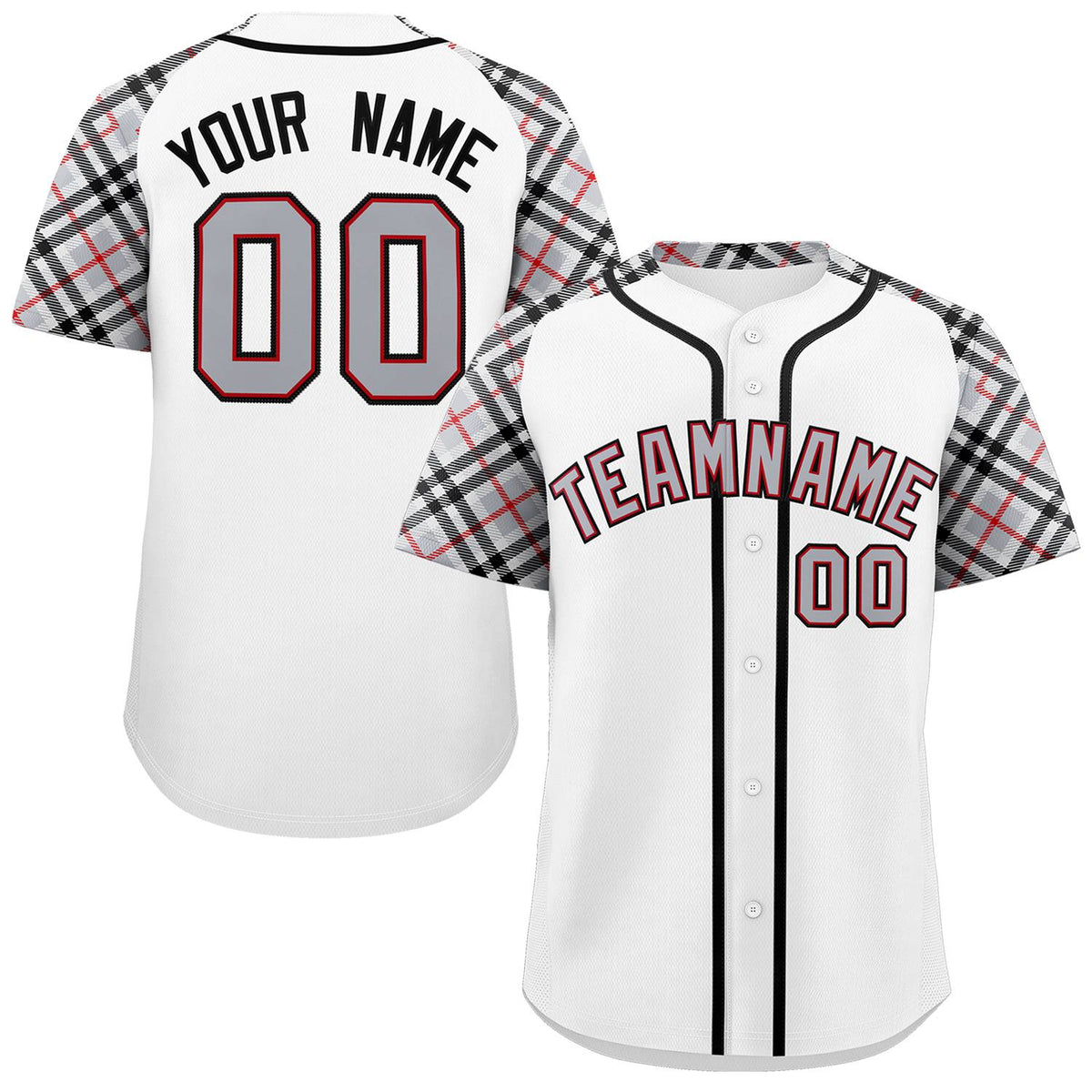 Custom White Gray-Black Personalized Raglan Sleeves Authentic Baseball Jersey | KXKSHOP