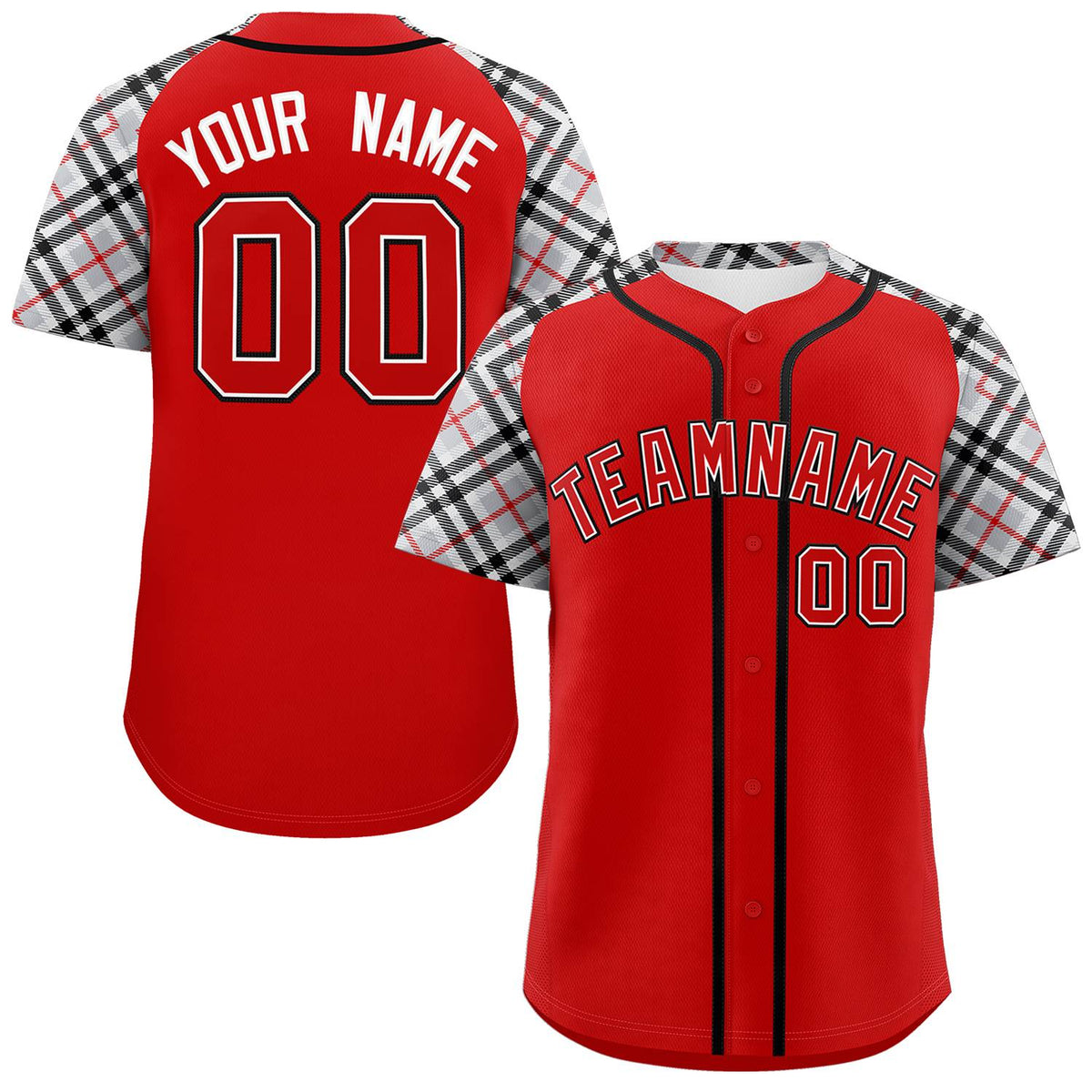 Custom Red-Black Personalized Raglan Sleeves Authentic Baseball Jersey | KXKSHOP