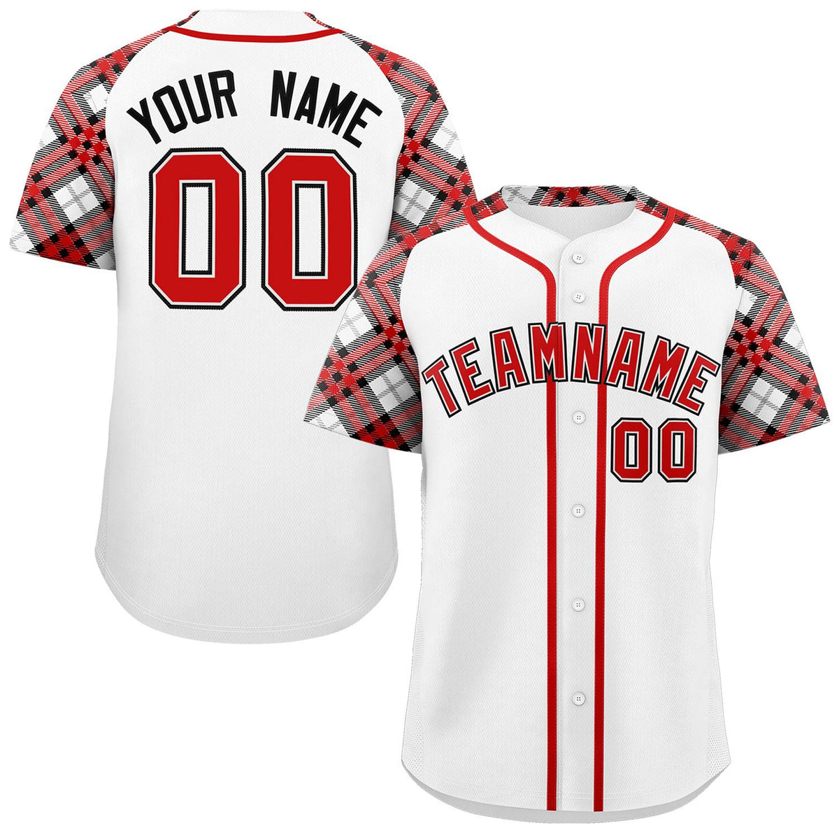 Custom White Red-Black Personalized Raglan Sleeves Authentic Baseball Jersey | KXKSHOP