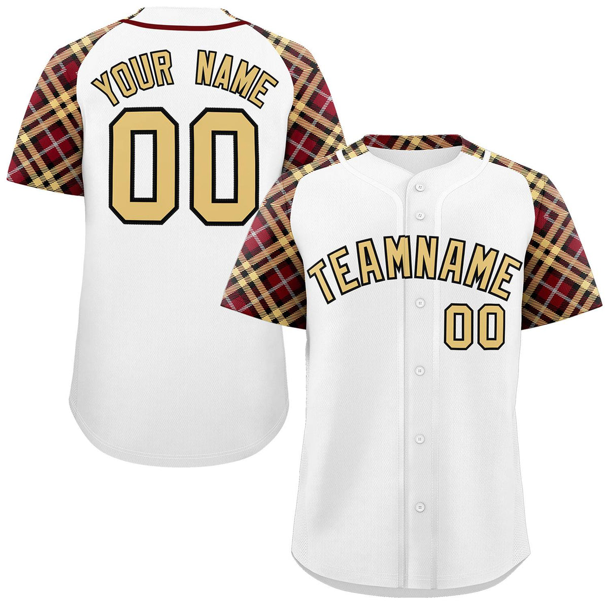 Custom White Khaki-Black Personalized Raglan Sleeves Authentic Baseball Jersey | KXKSHOP