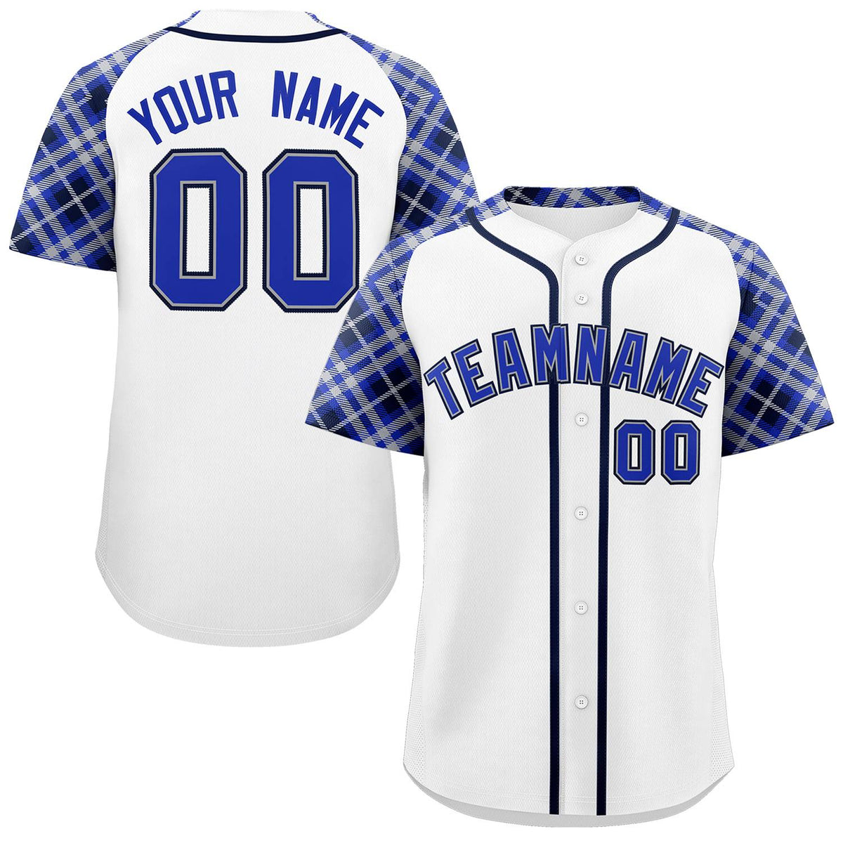 Custom White Royal-Black Personalized Raglan Sleeves Authentic Baseball Jersey | KXKSHOP