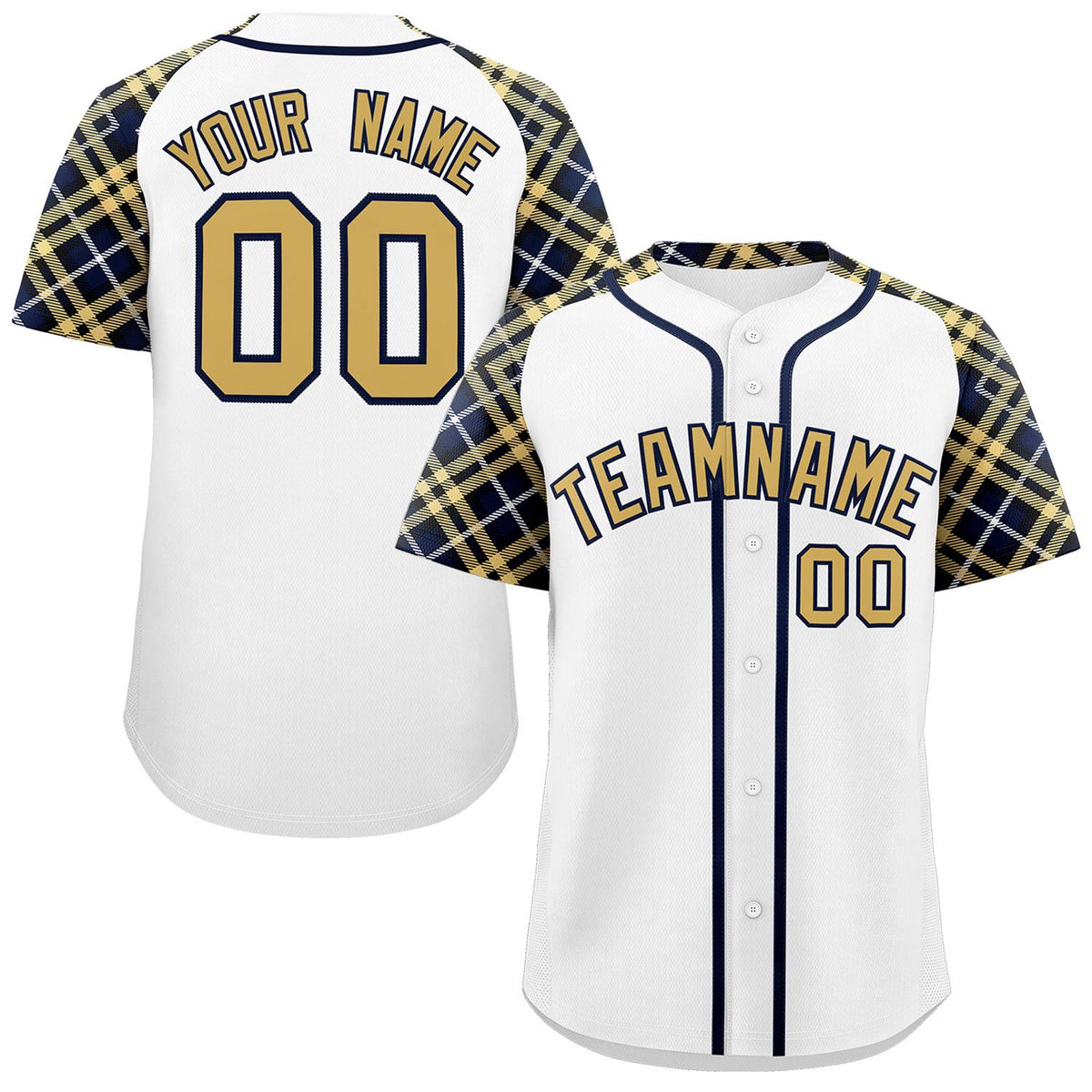 Custom White Khaki-Navy Personalized Raglan Sleeves Authentic Baseball Jersey | KXKSHOP