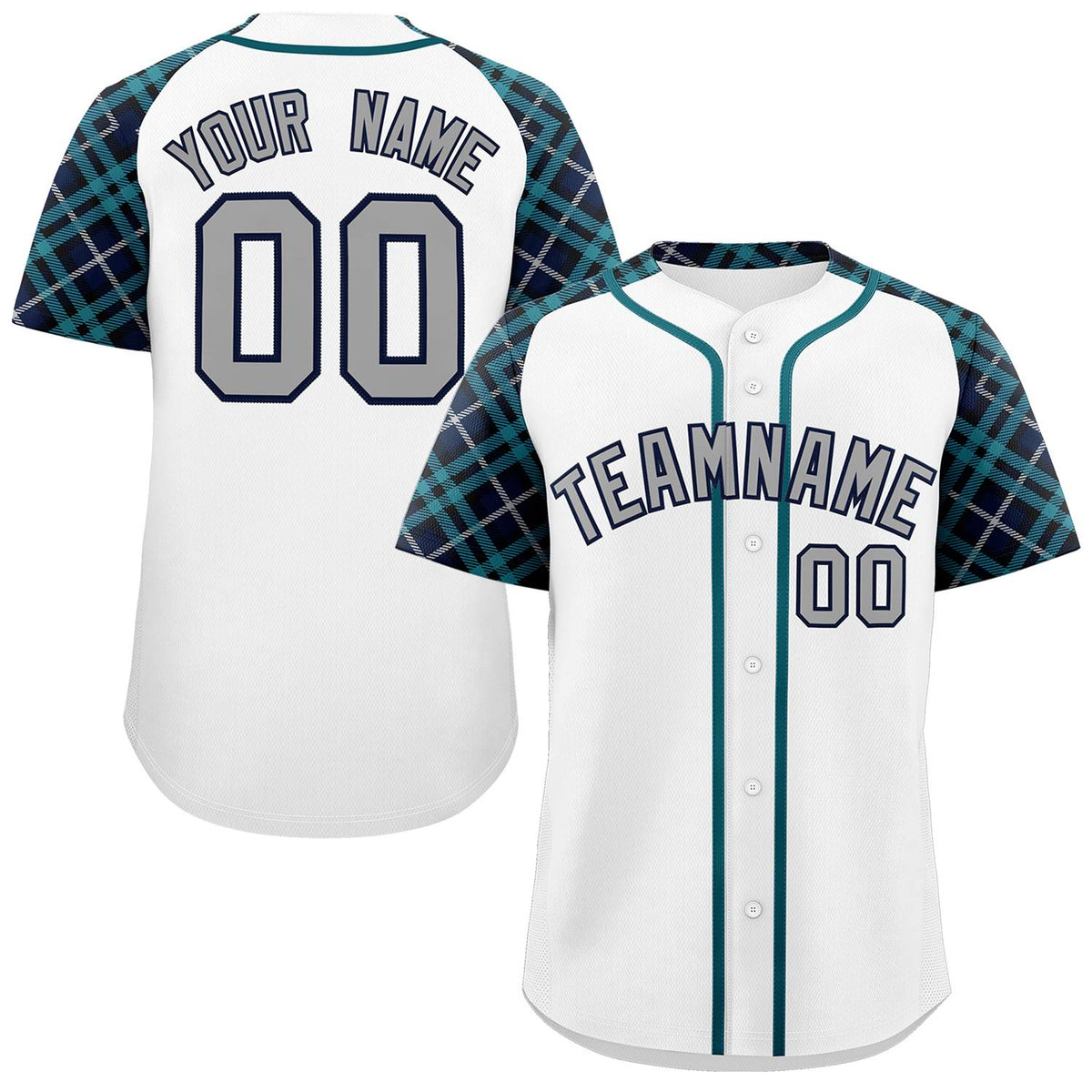 Custom White Gray-Navy Personalized Raglan Sleeves Authentic Baseball Jersey | KXKSHOP