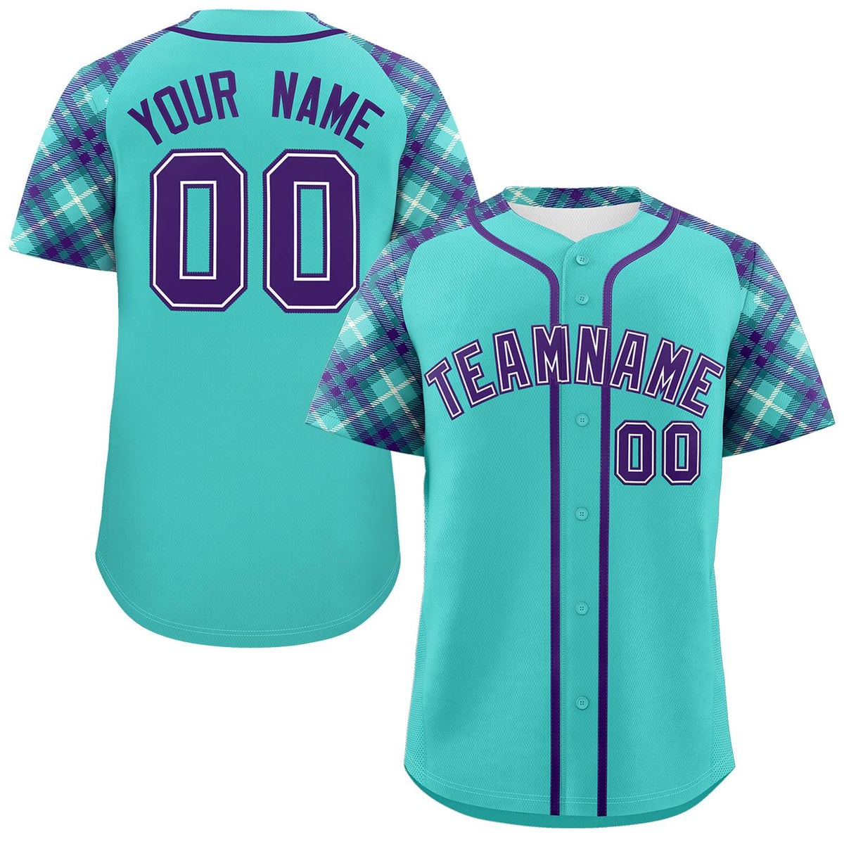Custom Bright Green Purple- Personalized Raglan Sleeves Authentic Baseball Jersey | KXKSHOP