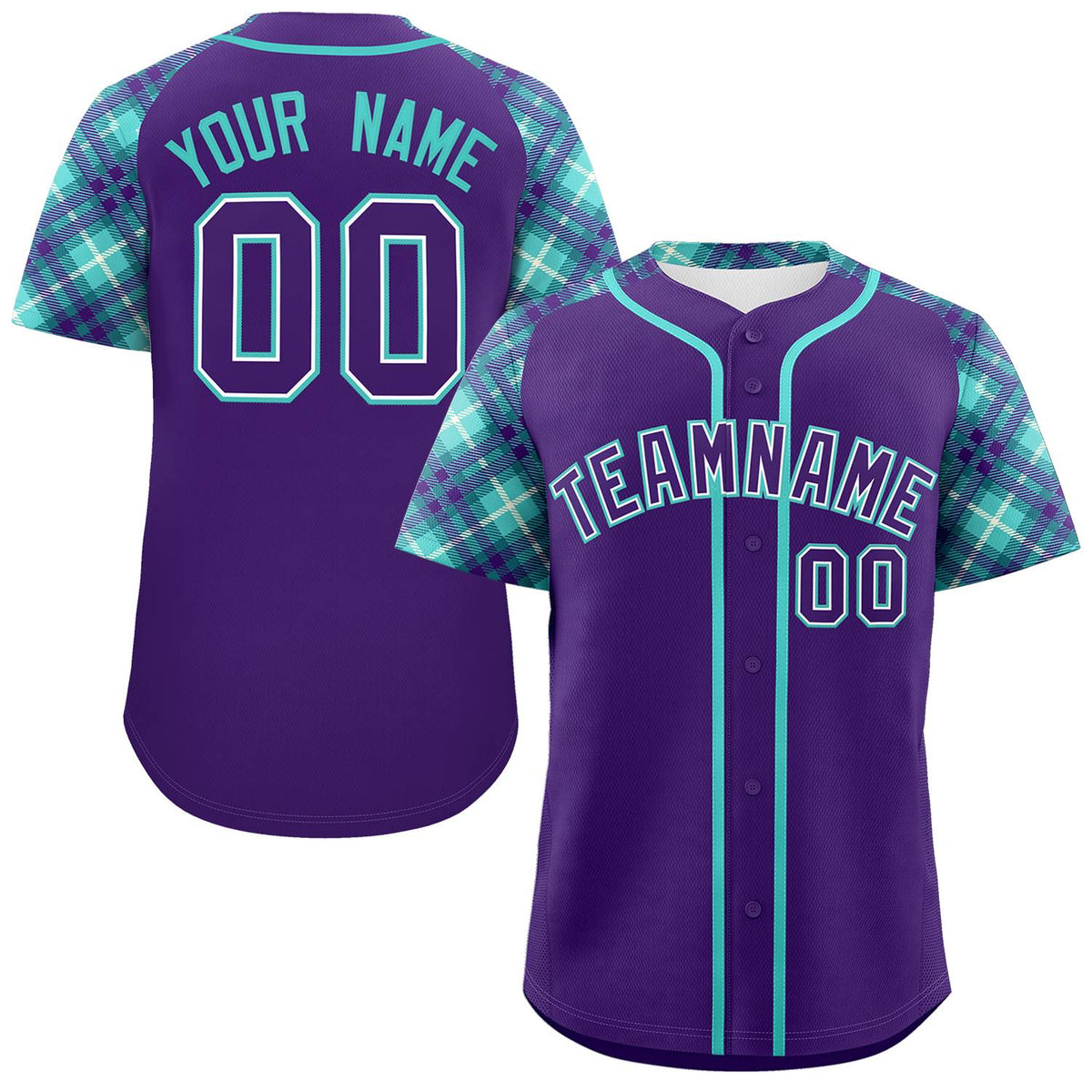 Custom Purple Purple-Bright Green Personalized Raglan Sleeves Authentic Baseball Jersey | KXKSHOP