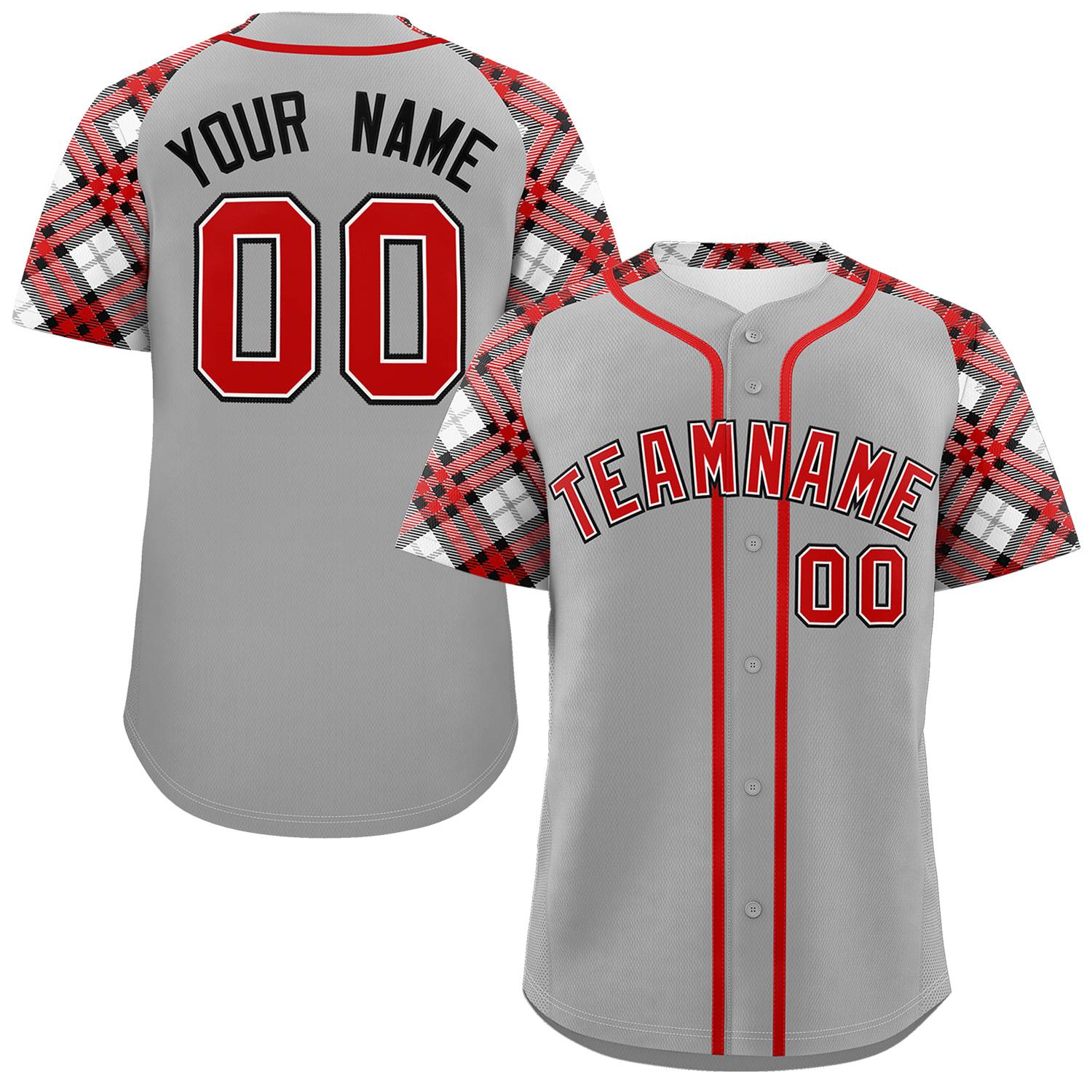 Custom Gray Red-Black Personalized Raglan Sleeves Authentic Baseball Jersey | KXKSHOP