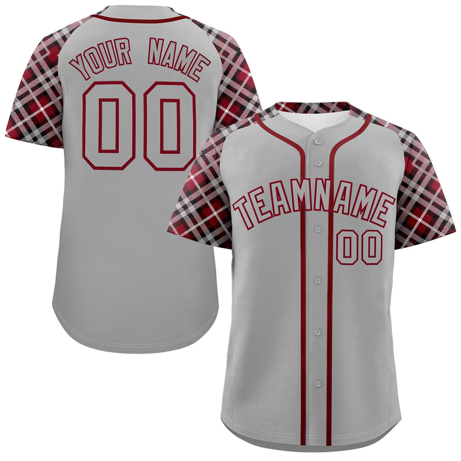 Custom Gray Gray-Crimson Personalized Raglan Sleeves Authentic Baseball Jersey | KXKSHOP