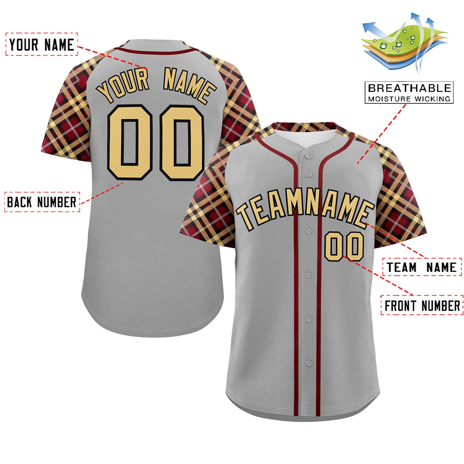 Custom Gray Khaki-Black Personalized Raglan Sleeves Authentic Baseball Jersey | KXKSHOP