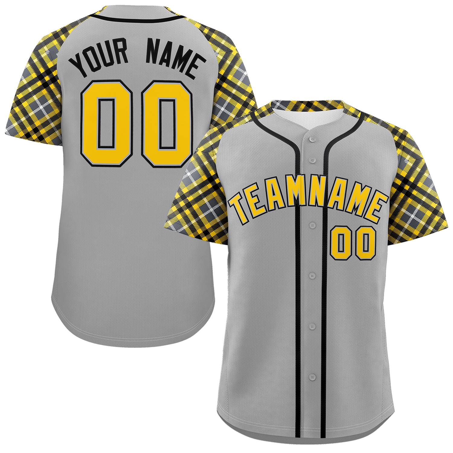 Custom Gray Gold-Black Personalized Raglan Sleeves Authentic Baseball Jersey | KXKSHOP