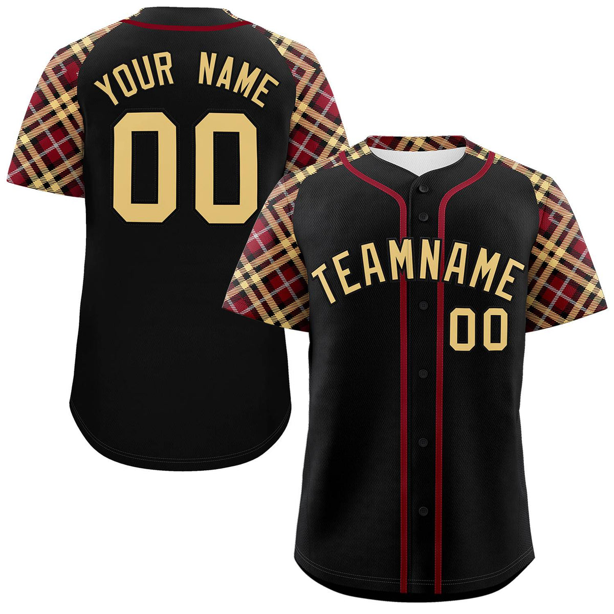 Custom Black Khaki- Personalized Raglan Sleeves Authentic Baseball Jersey | KXKSHOP