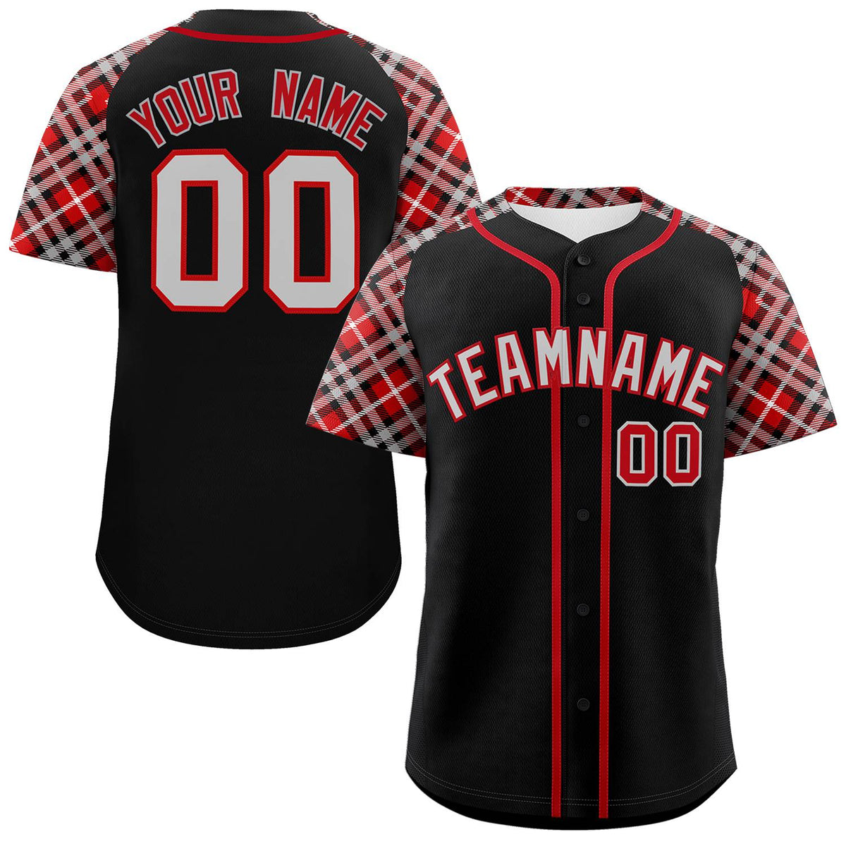 Custom Black Gray-Red Personalized Raglan Sleeves Authentic Baseball Jersey | KXKSHOP
