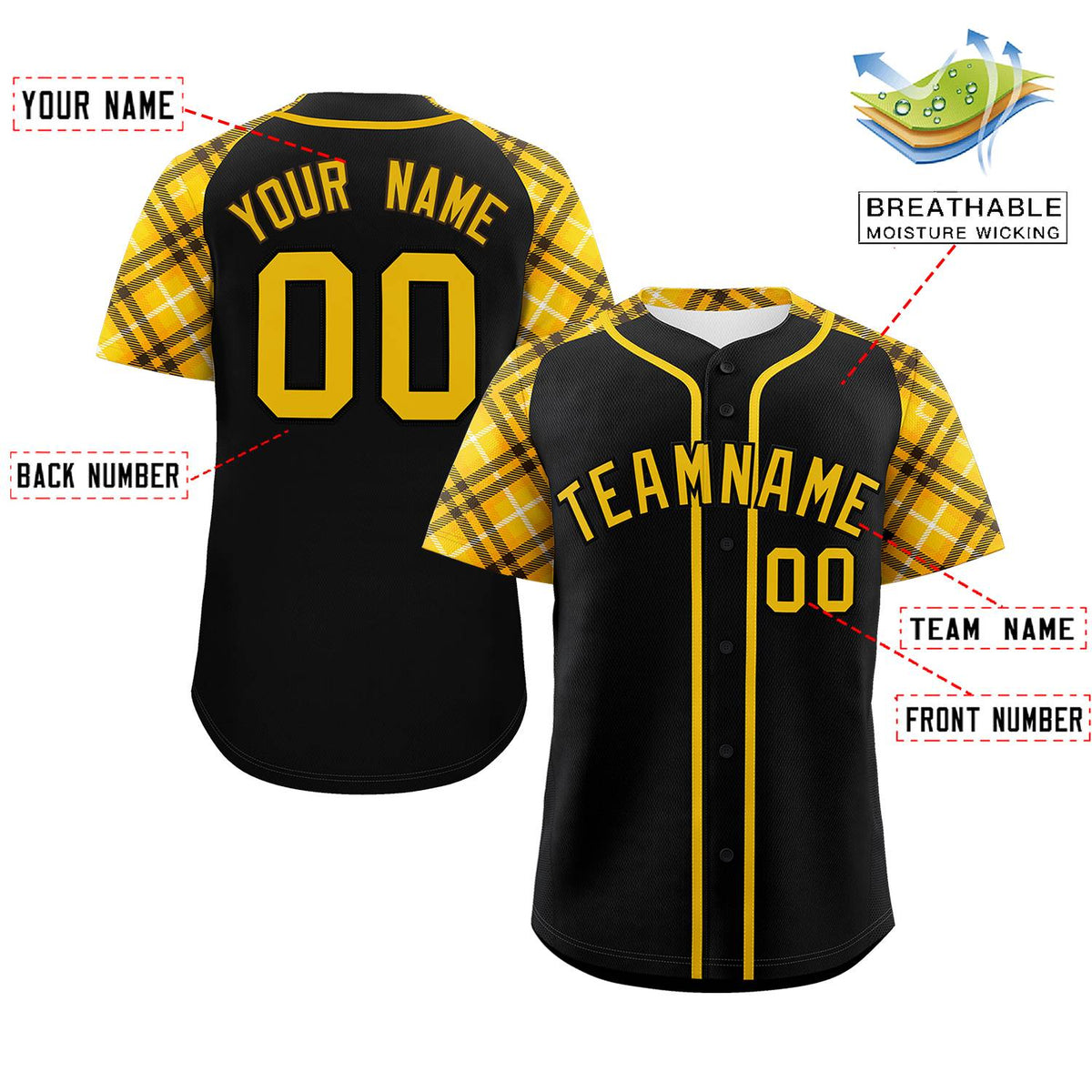 Custom Black Khaki-Brown Personalized Raglan Sleeves Authentic Baseball Jersey | KXKSHOP
