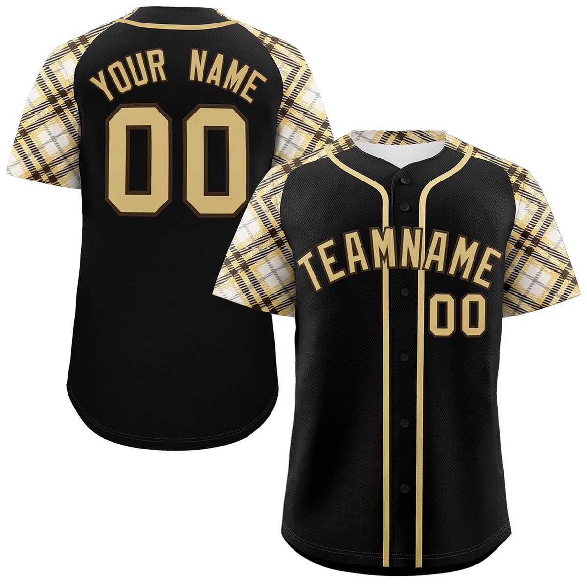 Custom Black Yellow- Personalized Raglan Sleeves Authentic Baseball Jersey | KXKSHOP