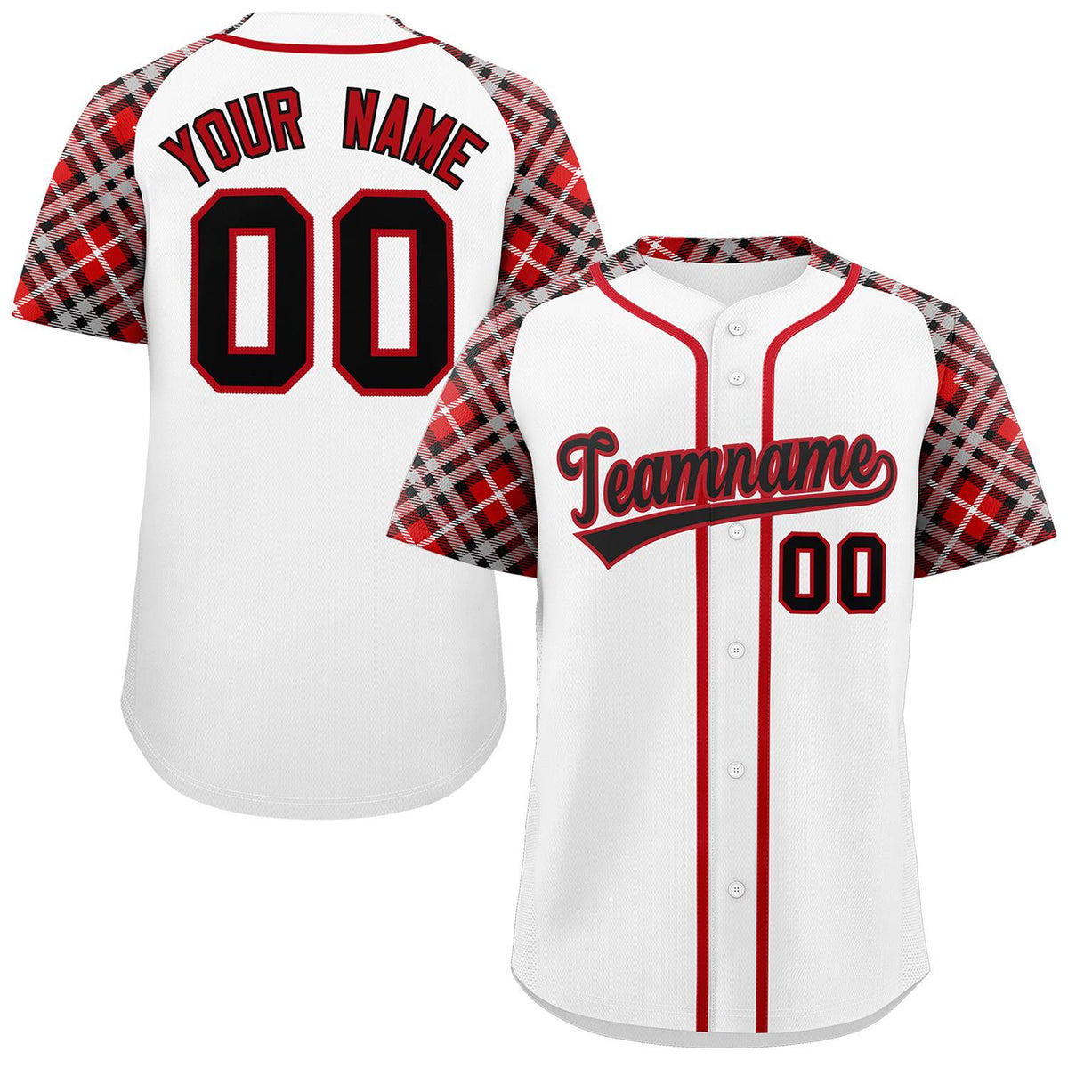 Custom White Black-Red Personalized Raglan Sleeves Authentic Baseball Jersey | KXKSHOP