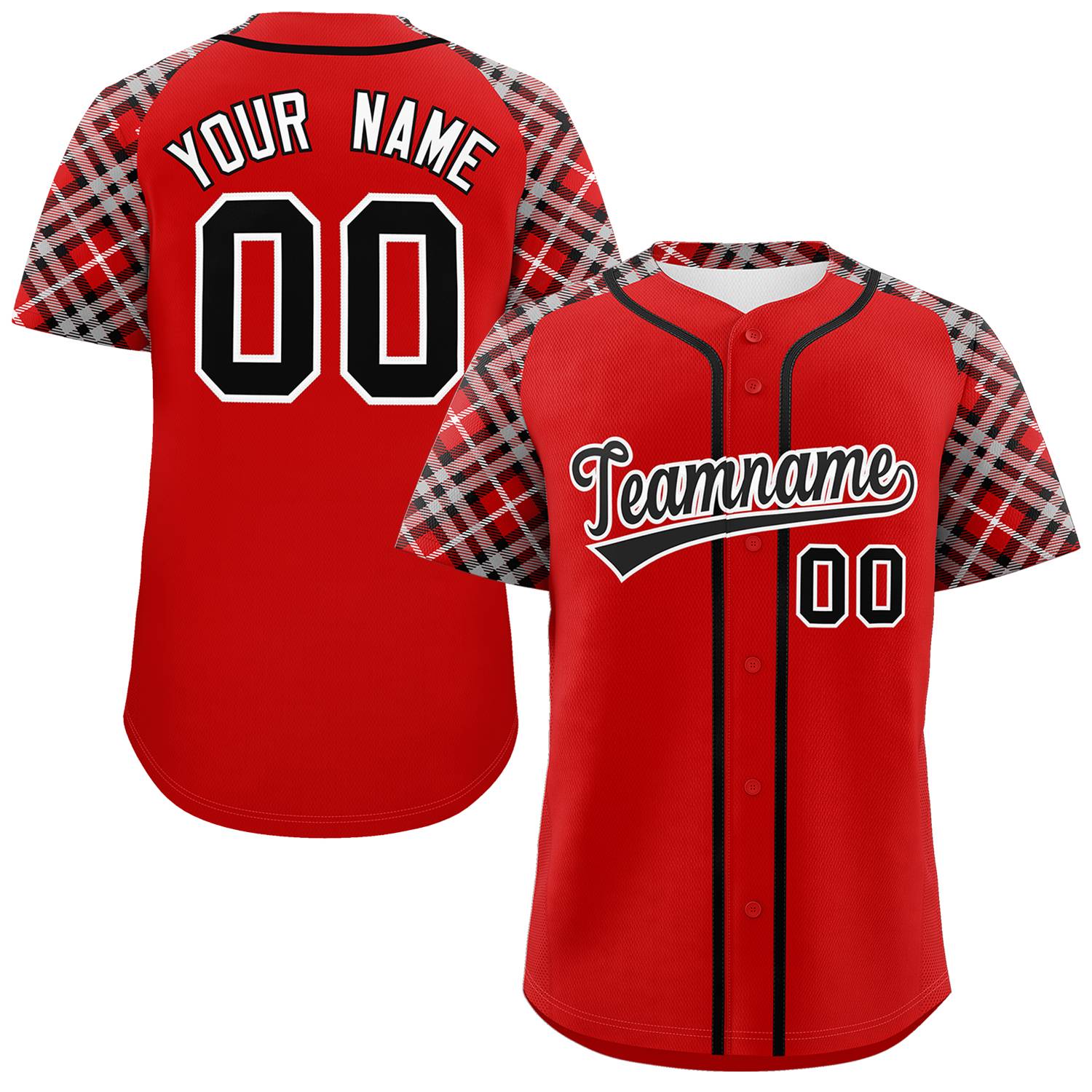 Custom Red Black-White Personalized Raglan Sleeves Authentic Baseball Jersey | KXKSHOP