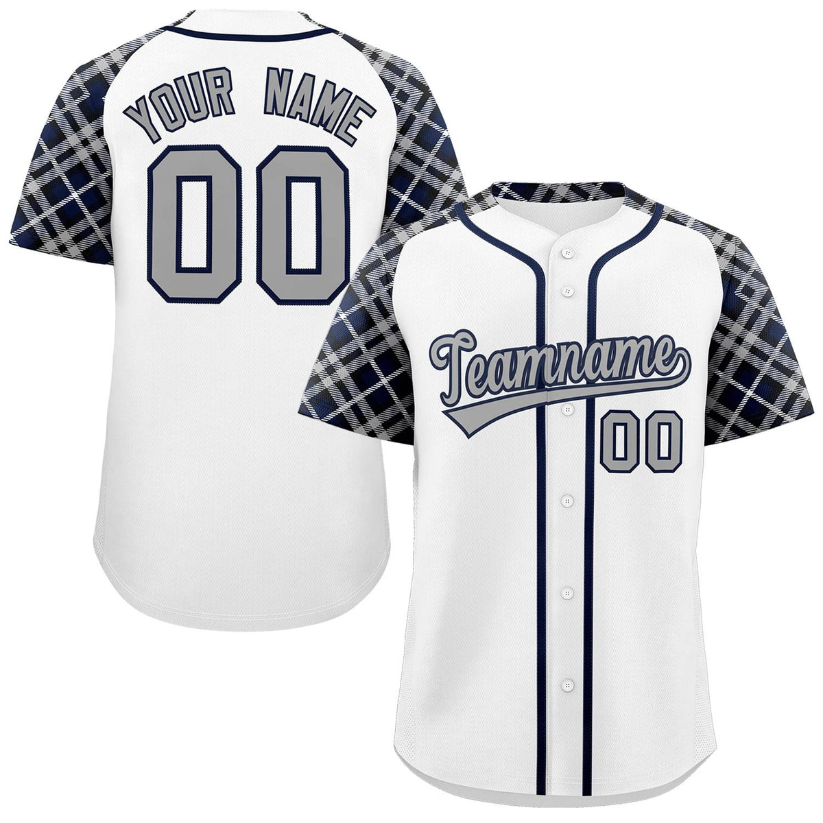 Custom White Gray-Navy Personalized Raglan Sleeves Authentic Baseball Jersey | KXKSHOP