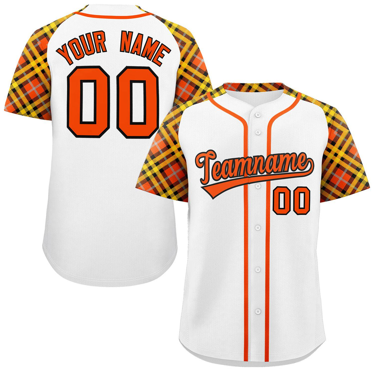 Custom White Orange-Black Personalized Raglan Sleeves Authentic Baseball Jersey | KXKSHOP