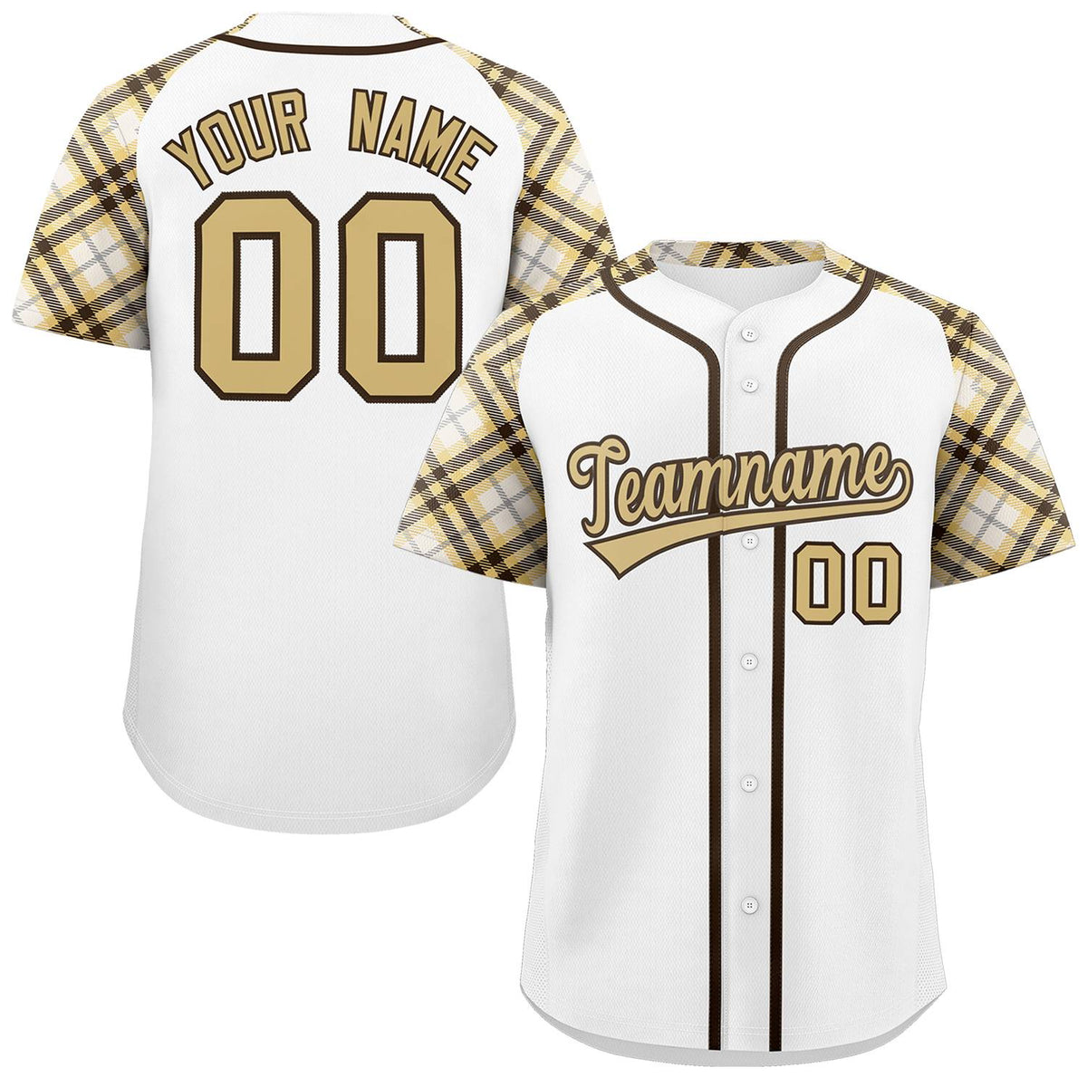 Custom White Khaki-Brown Personalized Raglan Sleeves Authentic Baseball Jersey | KXKSHOP