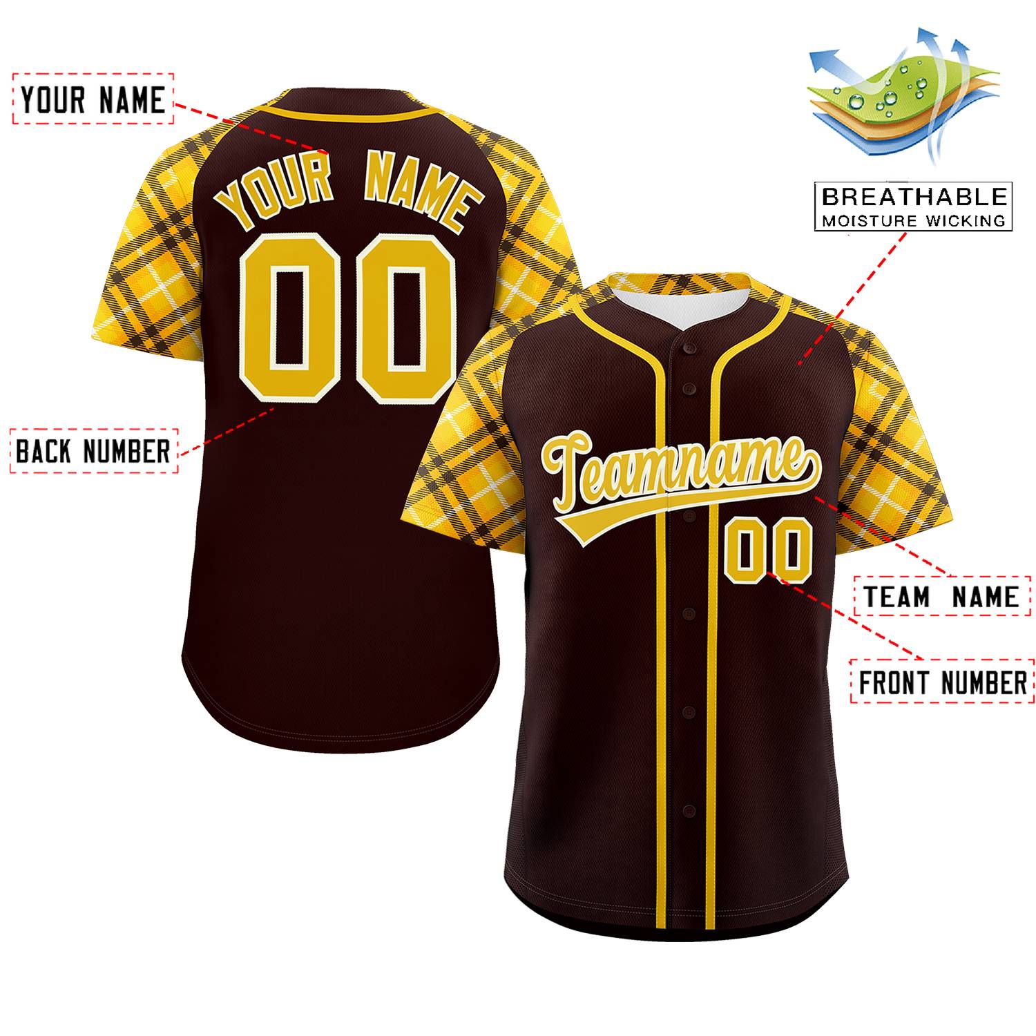 Custom Brown Gold-Cream Personalized Raglan Sleeves Authentic Baseball Jersey | KXKSHOP