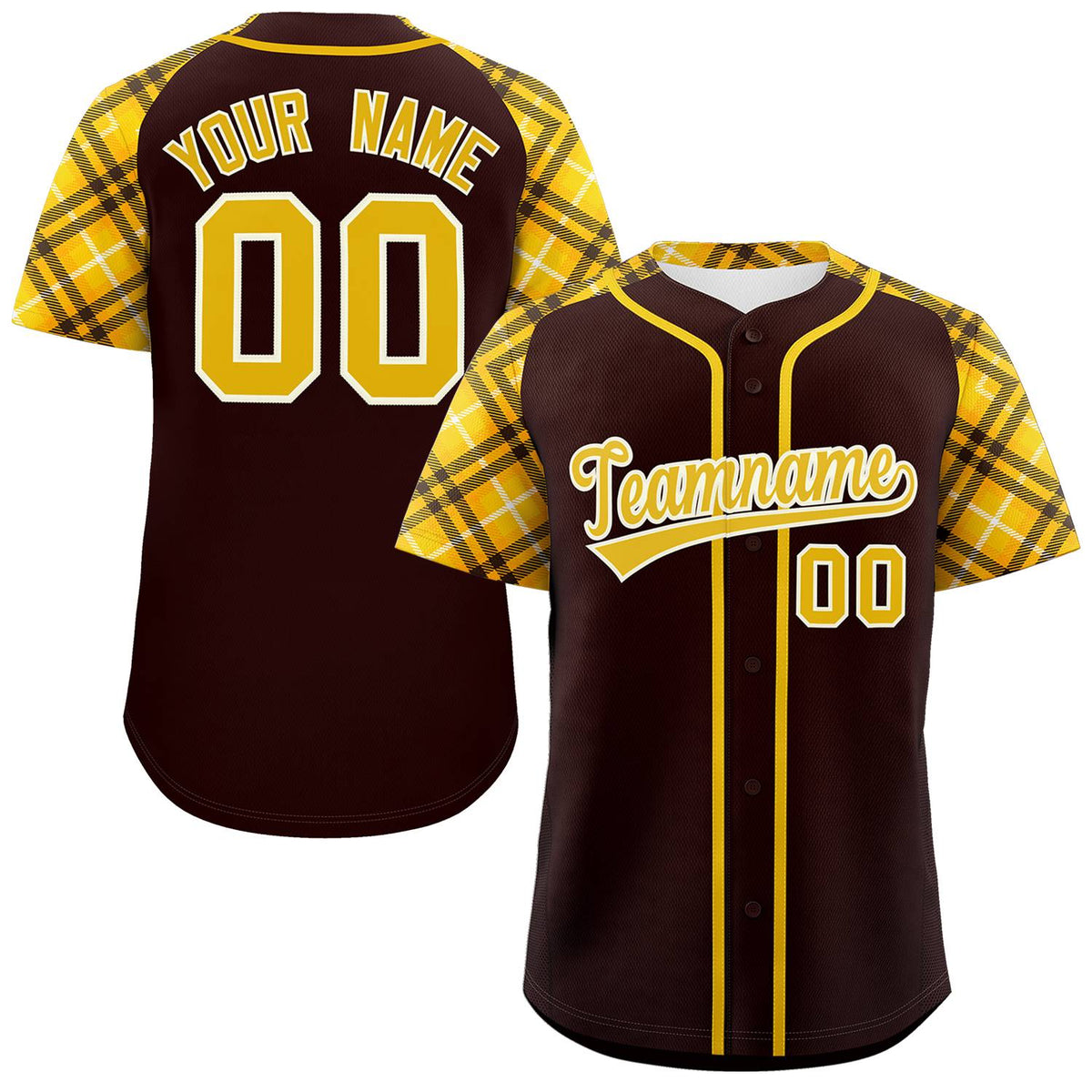Custom Brown Gold-Cream Personalized Raglan Sleeves Authentic Baseball Jersey | KXKSHOP