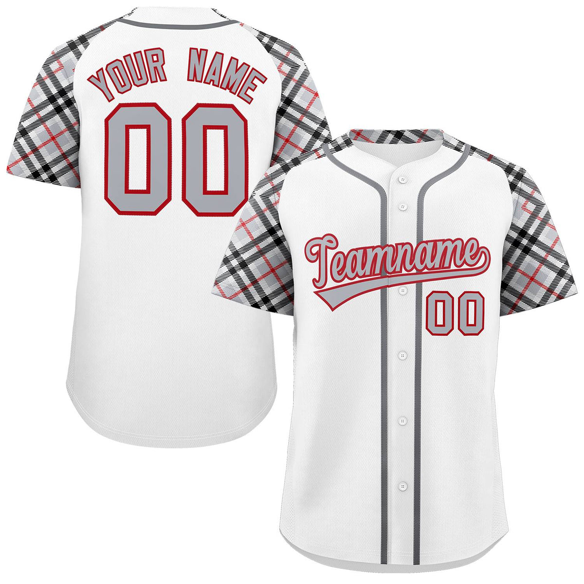 Custom White Gray-Red Personalized Raglan Sleeves Authentic Baseball Jersey | KXKSHOP