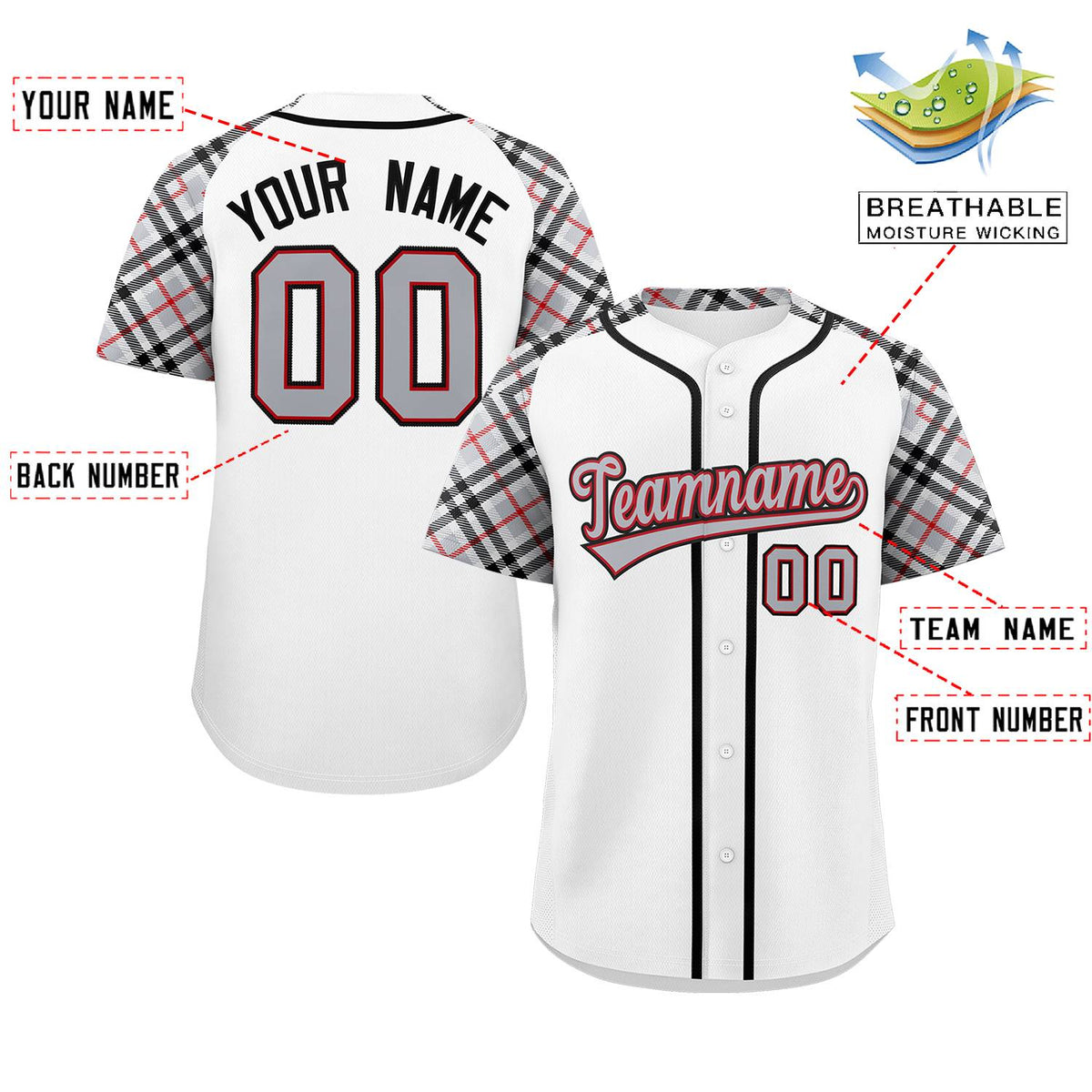 Custom White Gray-Black Personalized Raglan Sleeves Authentic Baseball Jersey | KXKSHOP