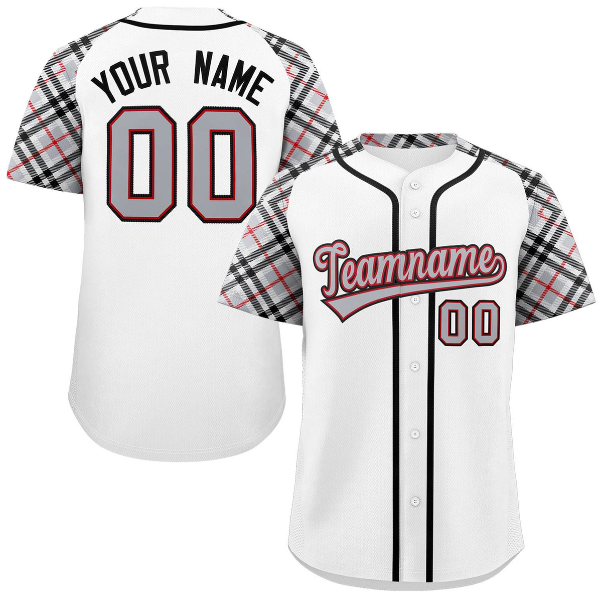 Custom White Gray-Black Personalized Raglan Sleeves Authentic Baseball Jersey | KXKSHOP