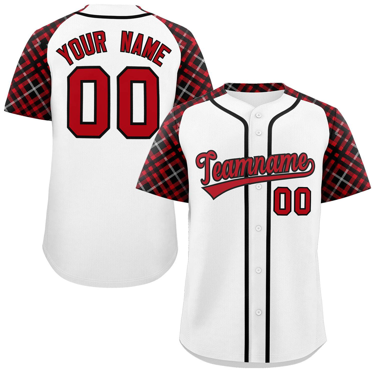 Custom White Red-Black Personalized Raglan Sleeves Authentic Baseball Jersey | KXKSHOP